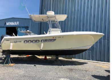 2006 Sailfish 2360 CC boat on a dry dock.