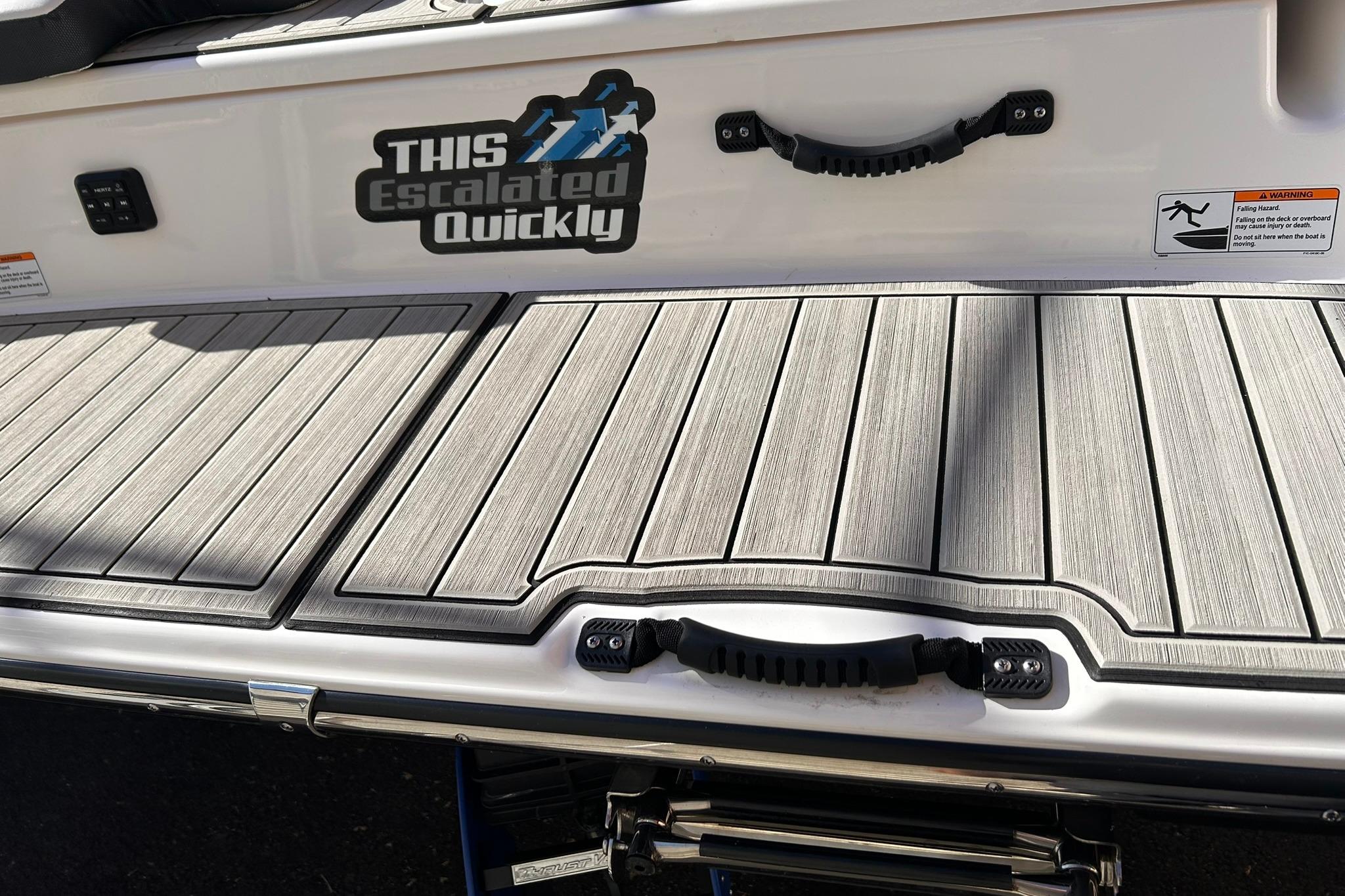 2024 Yamaha AR190 boat deck with humorous "This Escalated Quickly" decal.