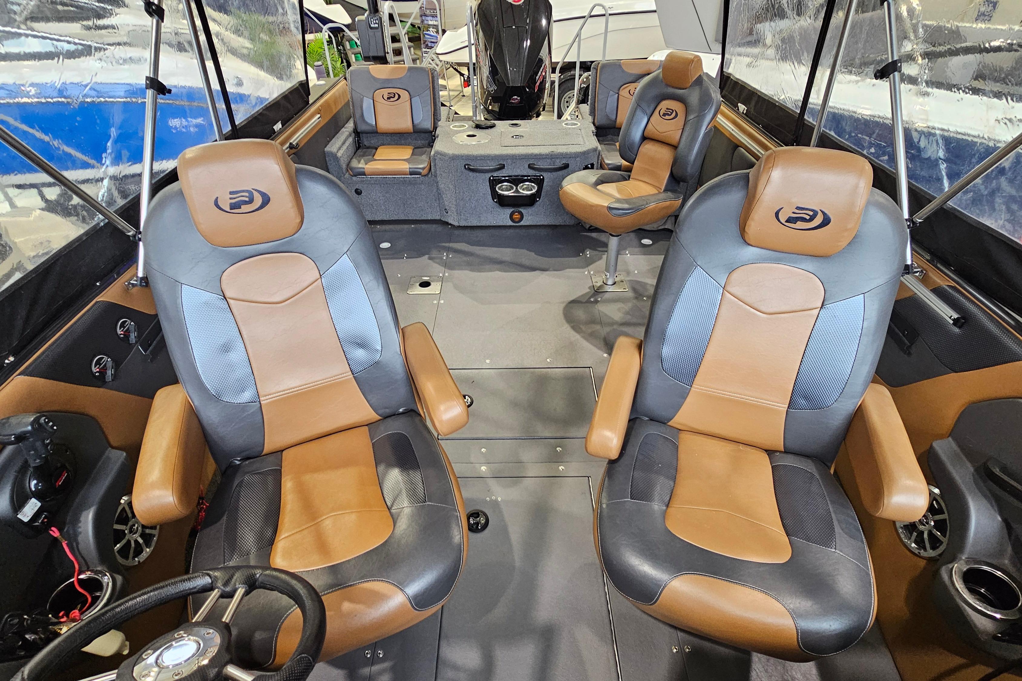 2019 Princecraft Platinum SE 227 boat interior with luxurious seating and modern design.