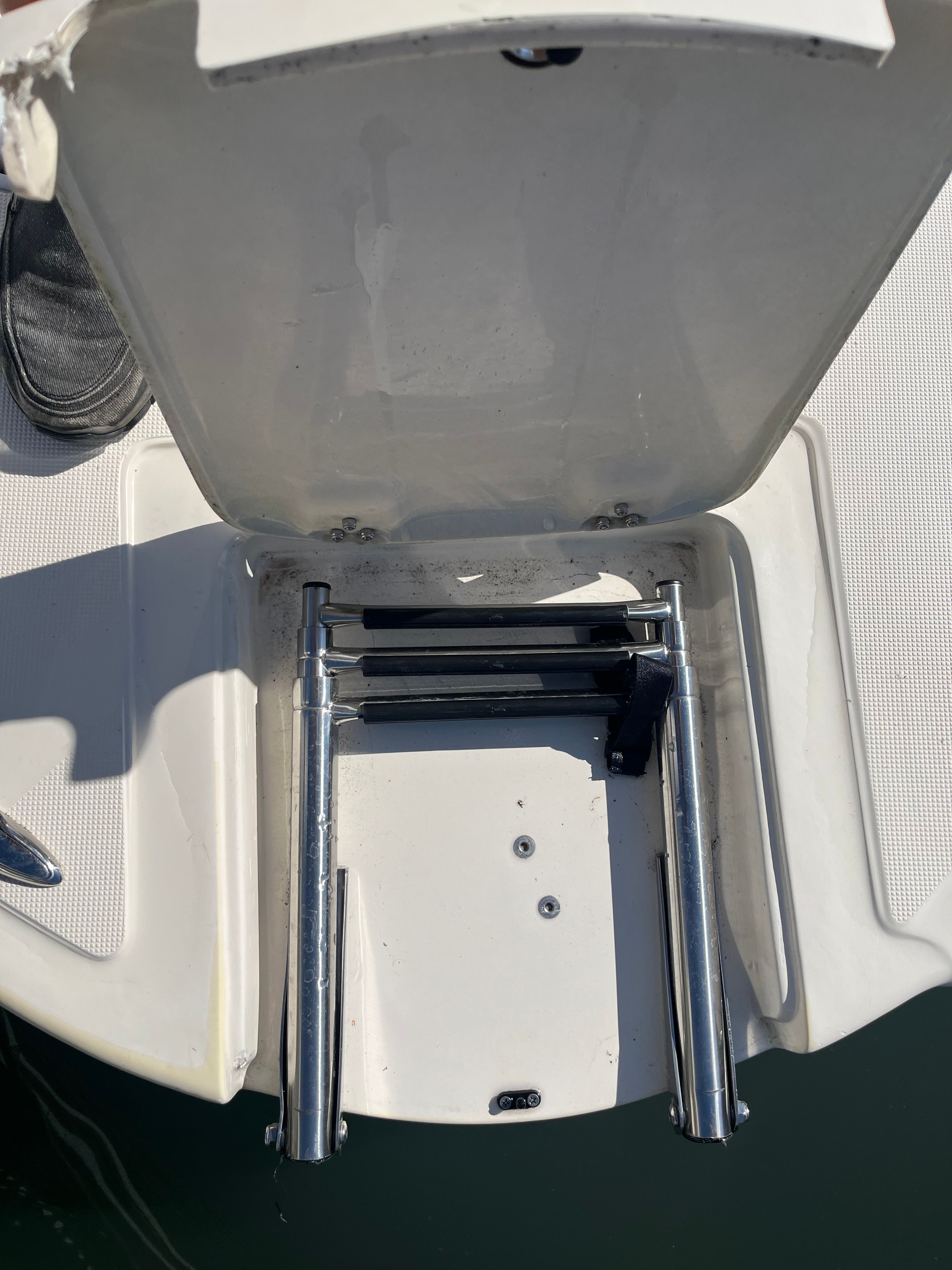 Folded swim ladder on 2005 Sea Ray Sundancer.