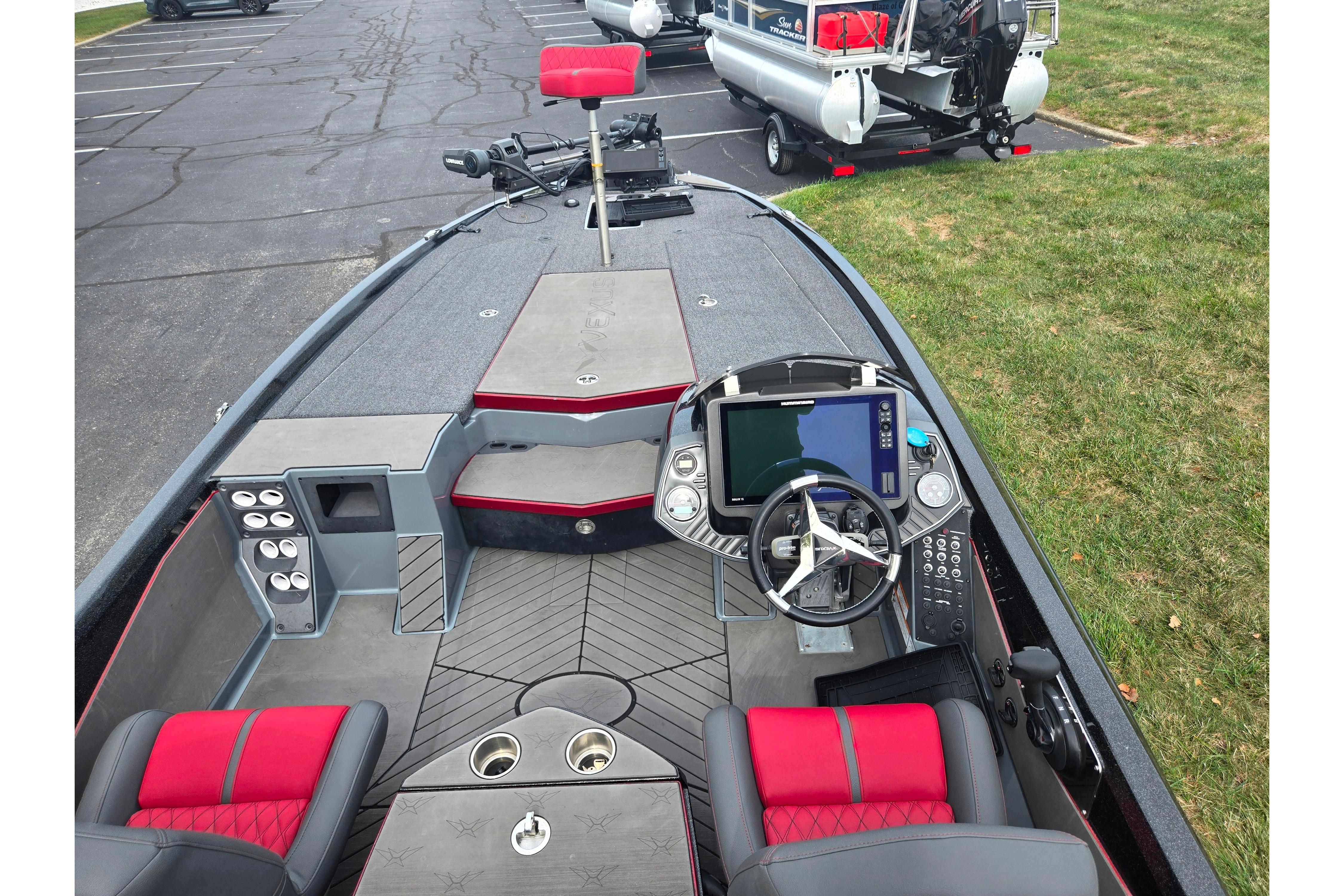 2022 Vexus VX20 boat interior with modern dashboard and seating.
