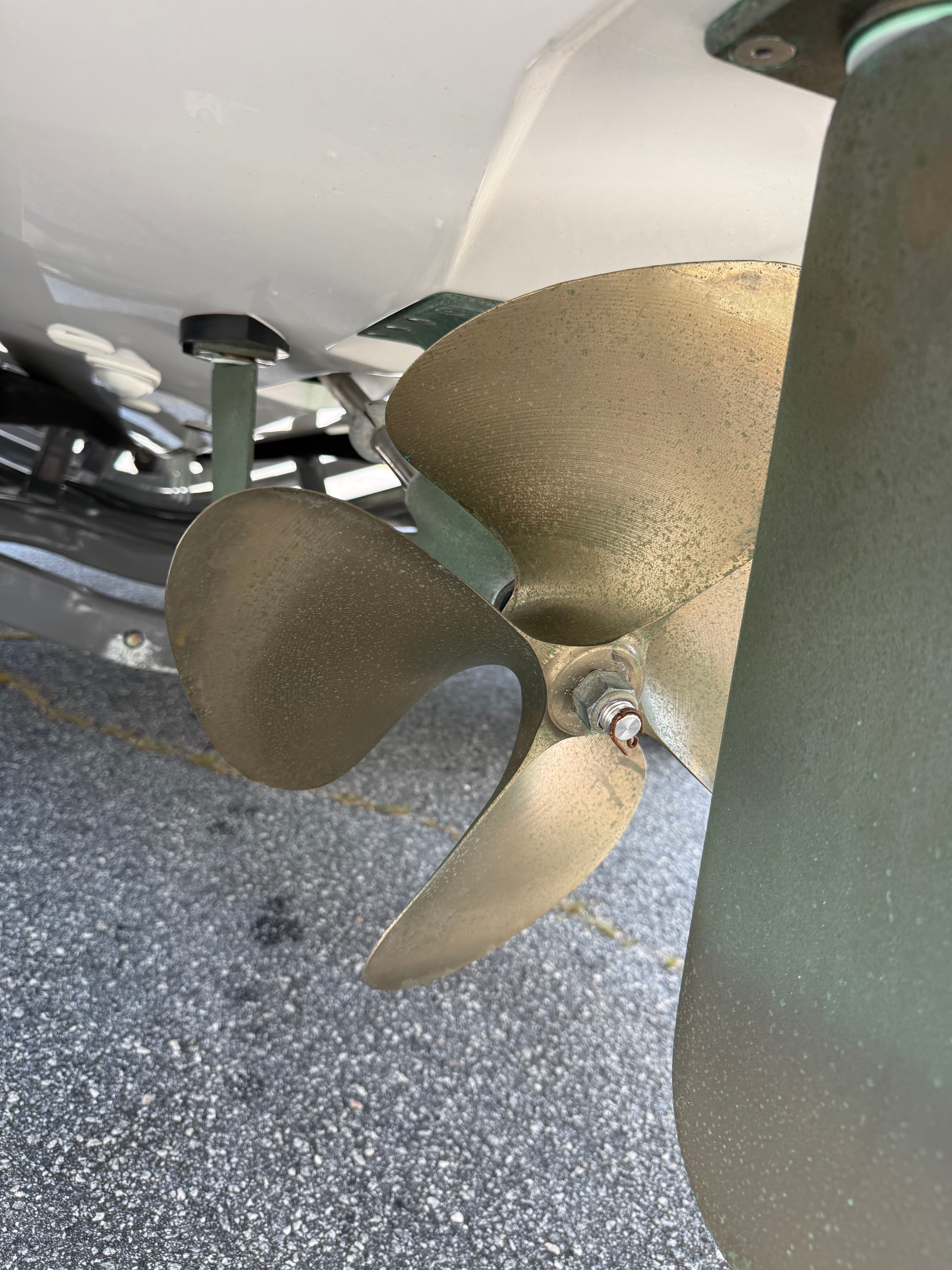 Close-up of a boat propeller on a 2021 MasterCraft X24.