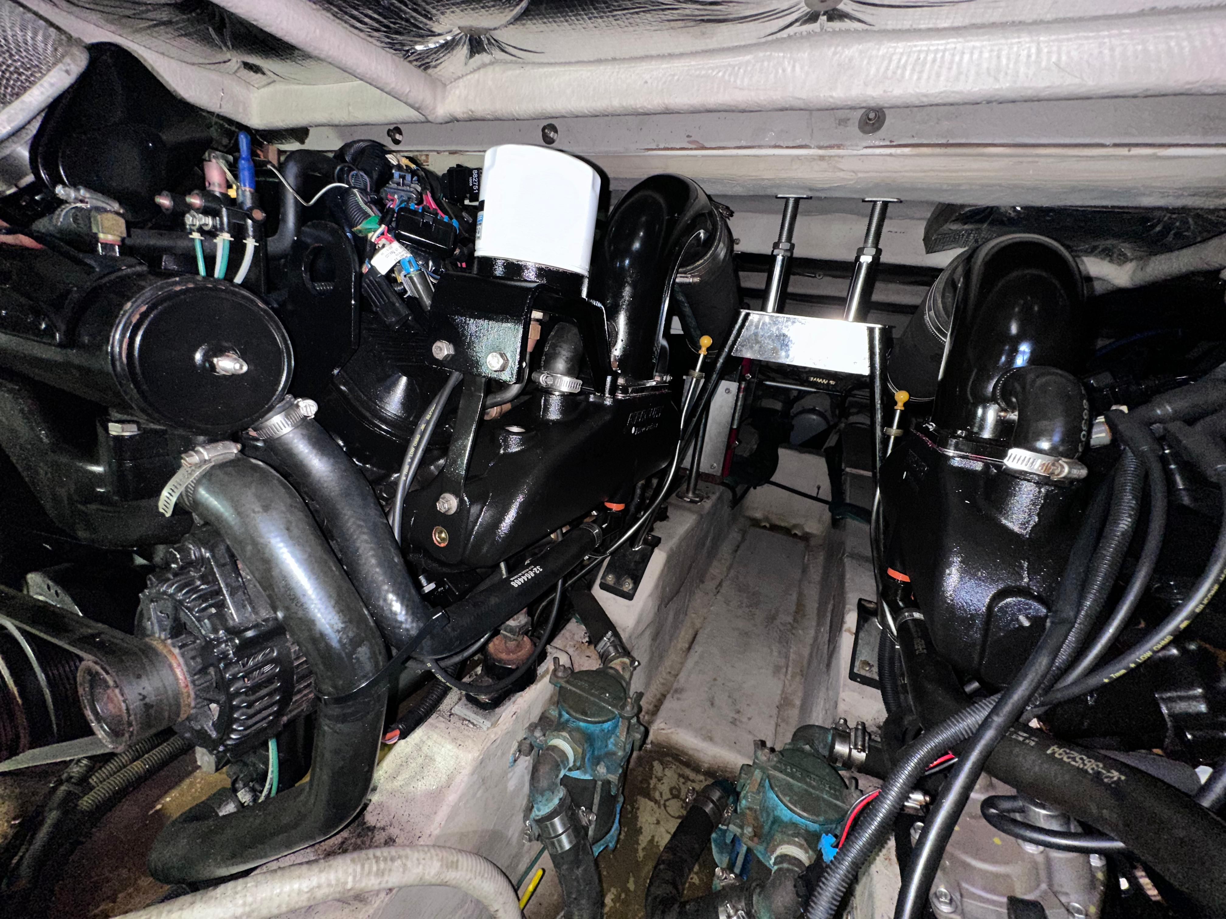 Engine room of 2007 Sea Ray 36 Sedan Bridge.
