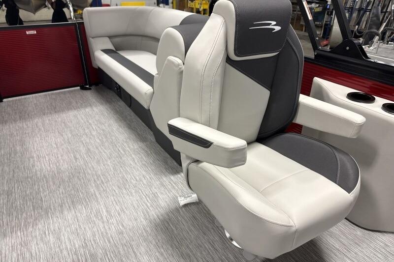 Luxurious seating in 2026 Bennington 22 SSRSF pontoon boat with modern design.