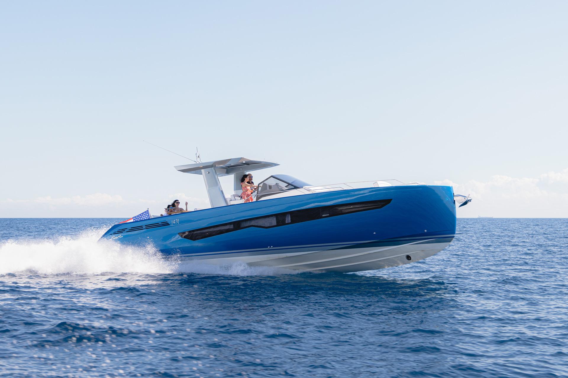 2025 Fiart 43 Seawalker luxury yacht cruising on open water.