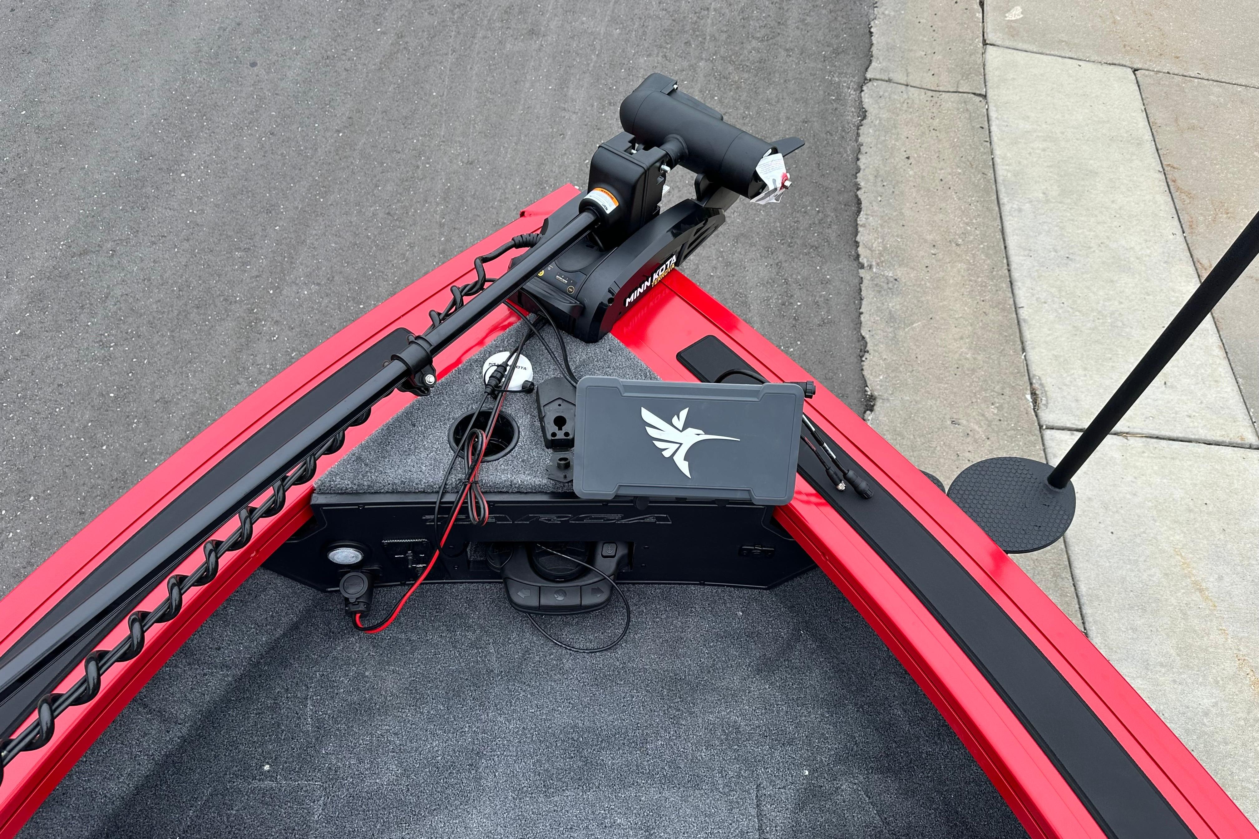 2026 Tracker Targa V-19 Combo boat with trolling motor and control panel.