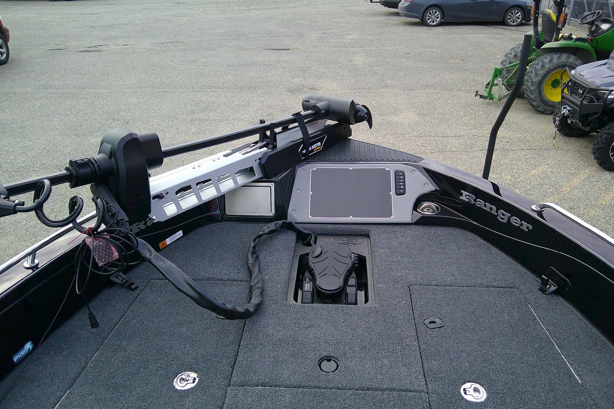 2026 Ranger 620FS Pro boat interior with advanced navigation system and trolling motor.