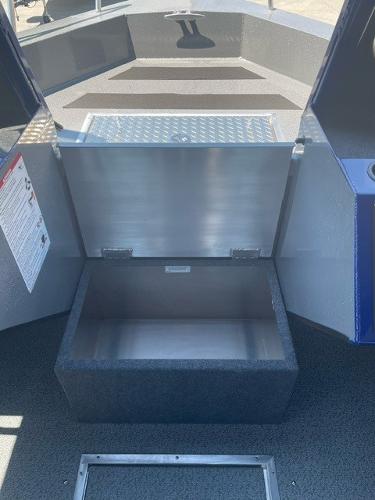 2025 Spartan 240 Maximus Pro boat storage compartment, open and empty.