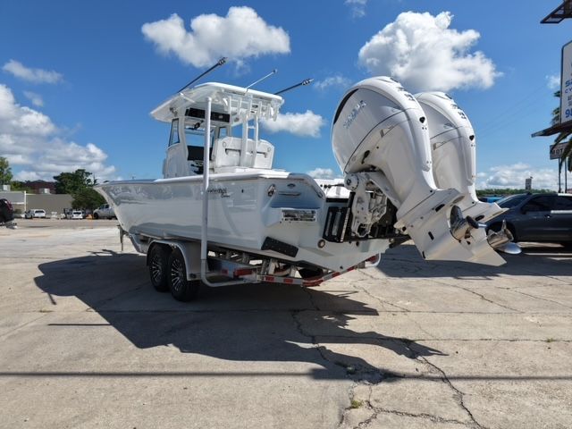 Tidewater 3100 Carolina Bay boat on a trailer, 2026 model.