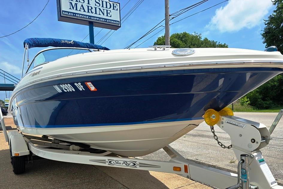 2007 Sea Ray 205 Sport boat on trailer at West Side Marine dealership.