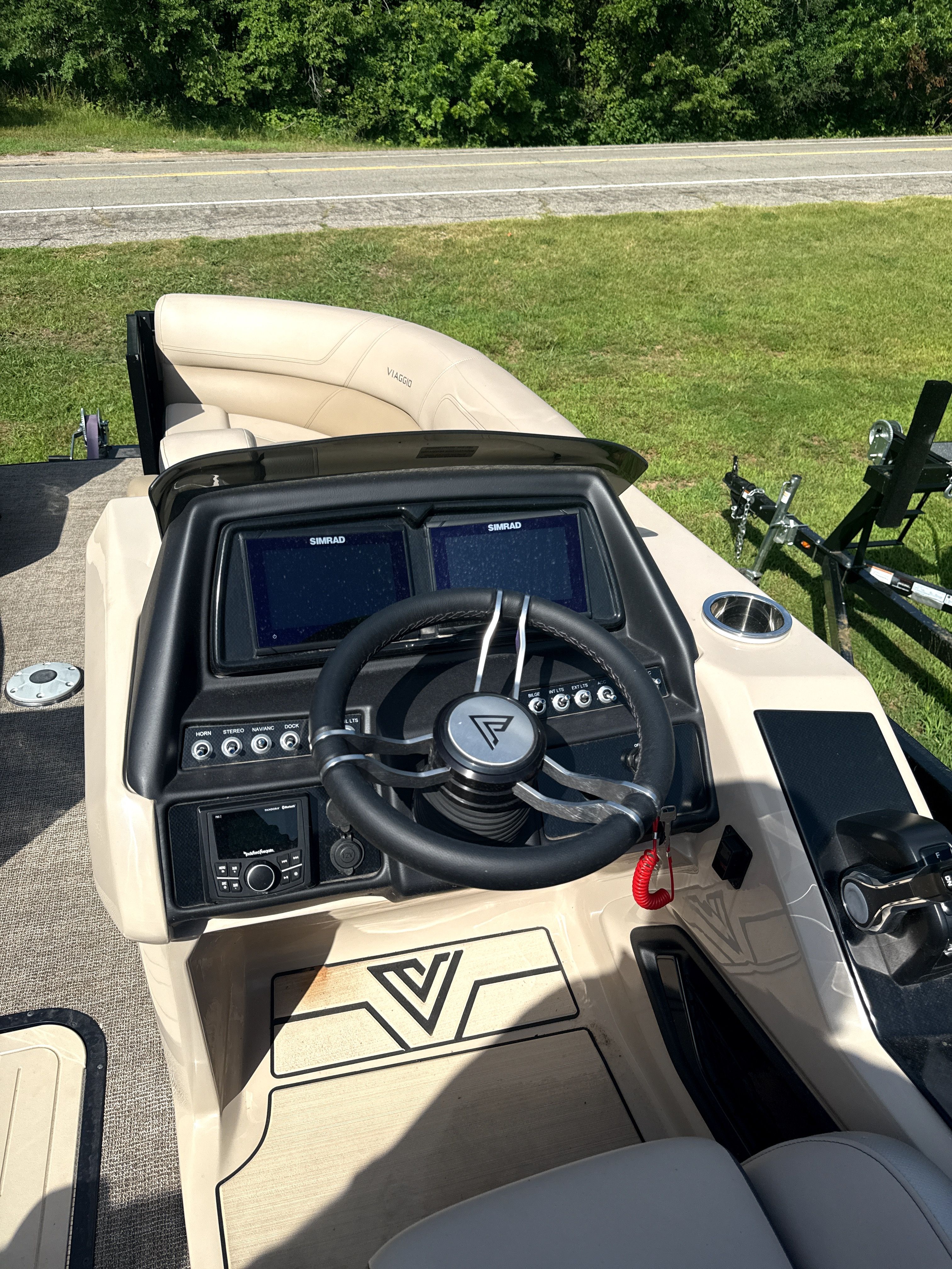 Viaggio Diamante D23S 2023 boat dashboard with modern instruments.