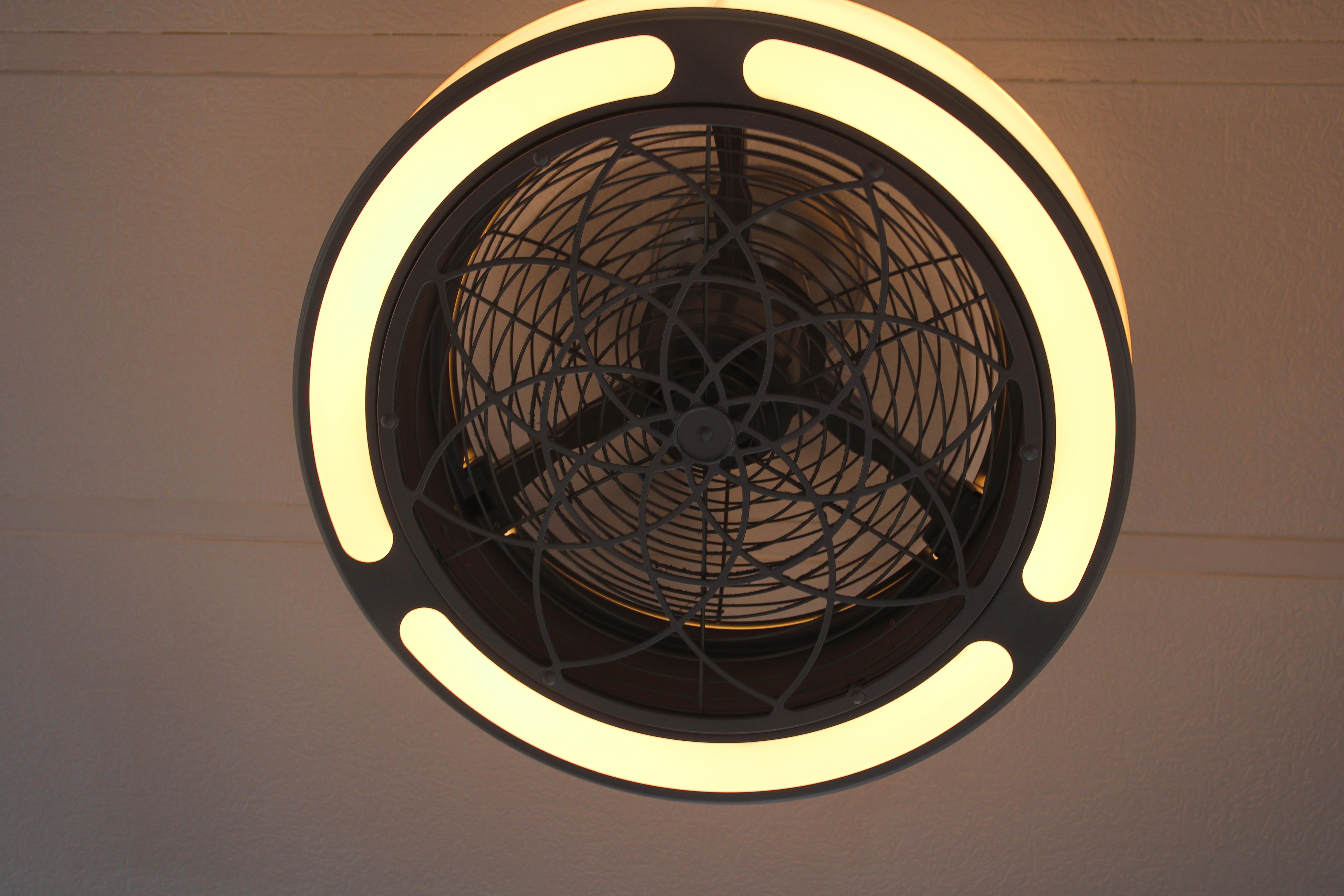 Ceiling fan with circular LED light, Sumerset 66 model, 1992 design.