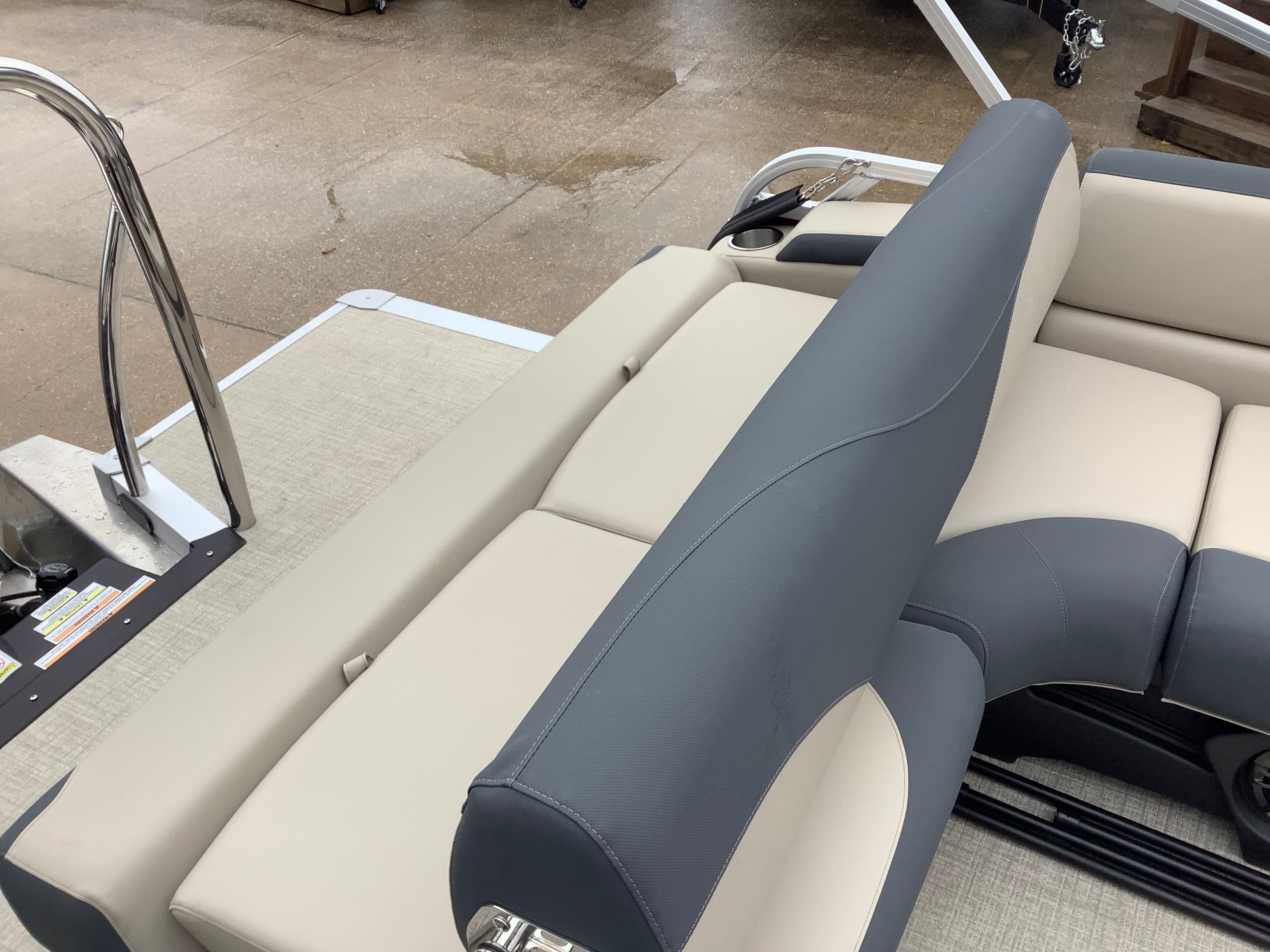 2026 Tahoe 2185 LTZ interior with gray and beige seating.