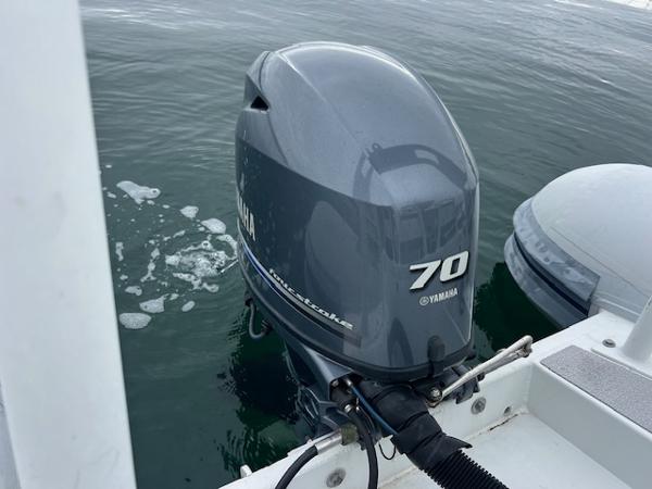 2017 Highfield OM 500 with Yamaha 70 outboard motor on water.