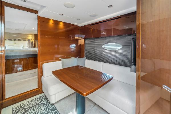 Interior of 2013 Princess V57 yacht with elegant seating area.