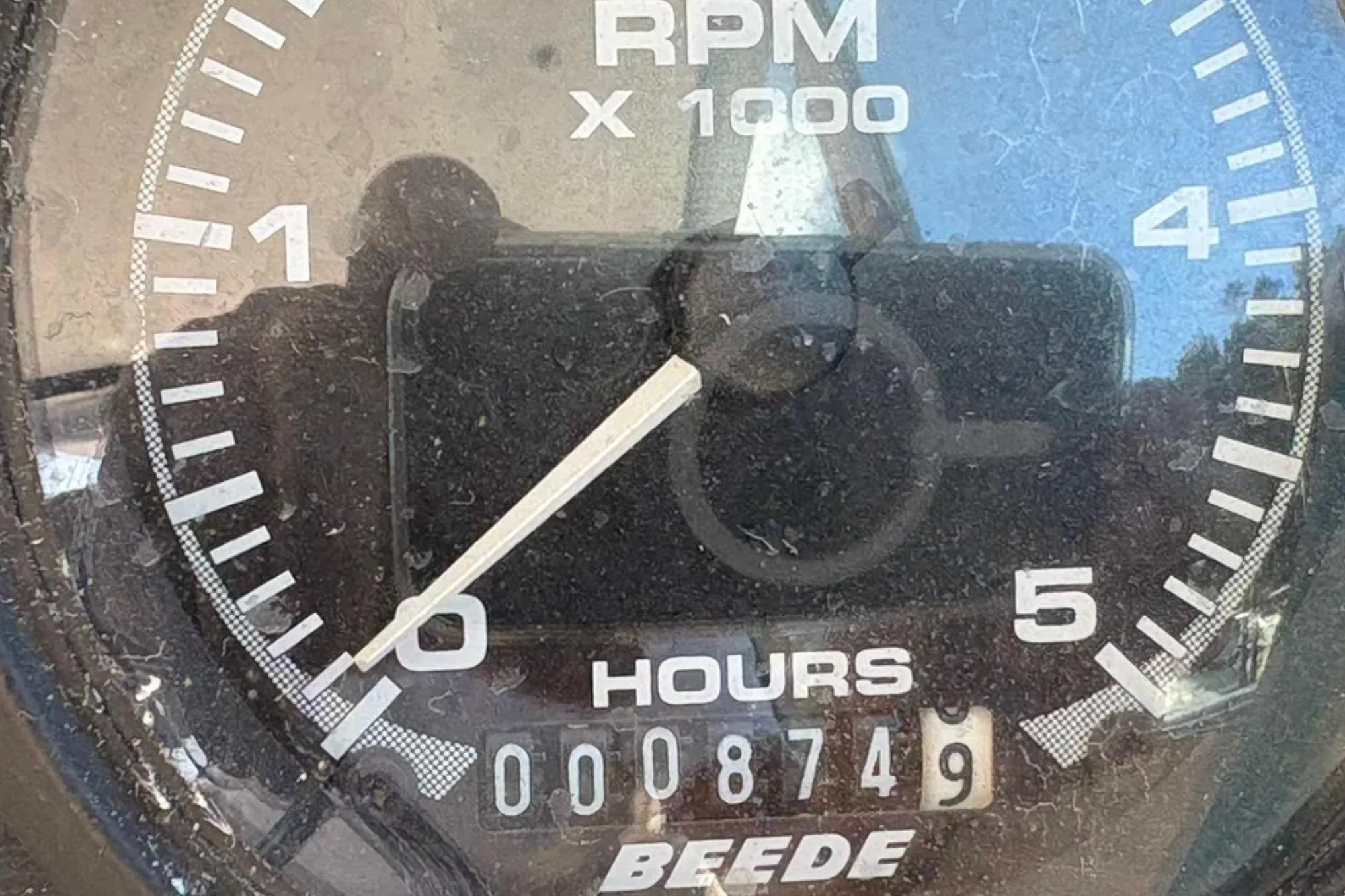Close-up of a Beede RPM gauge on a 2005 Albin 28 Tournament Express.