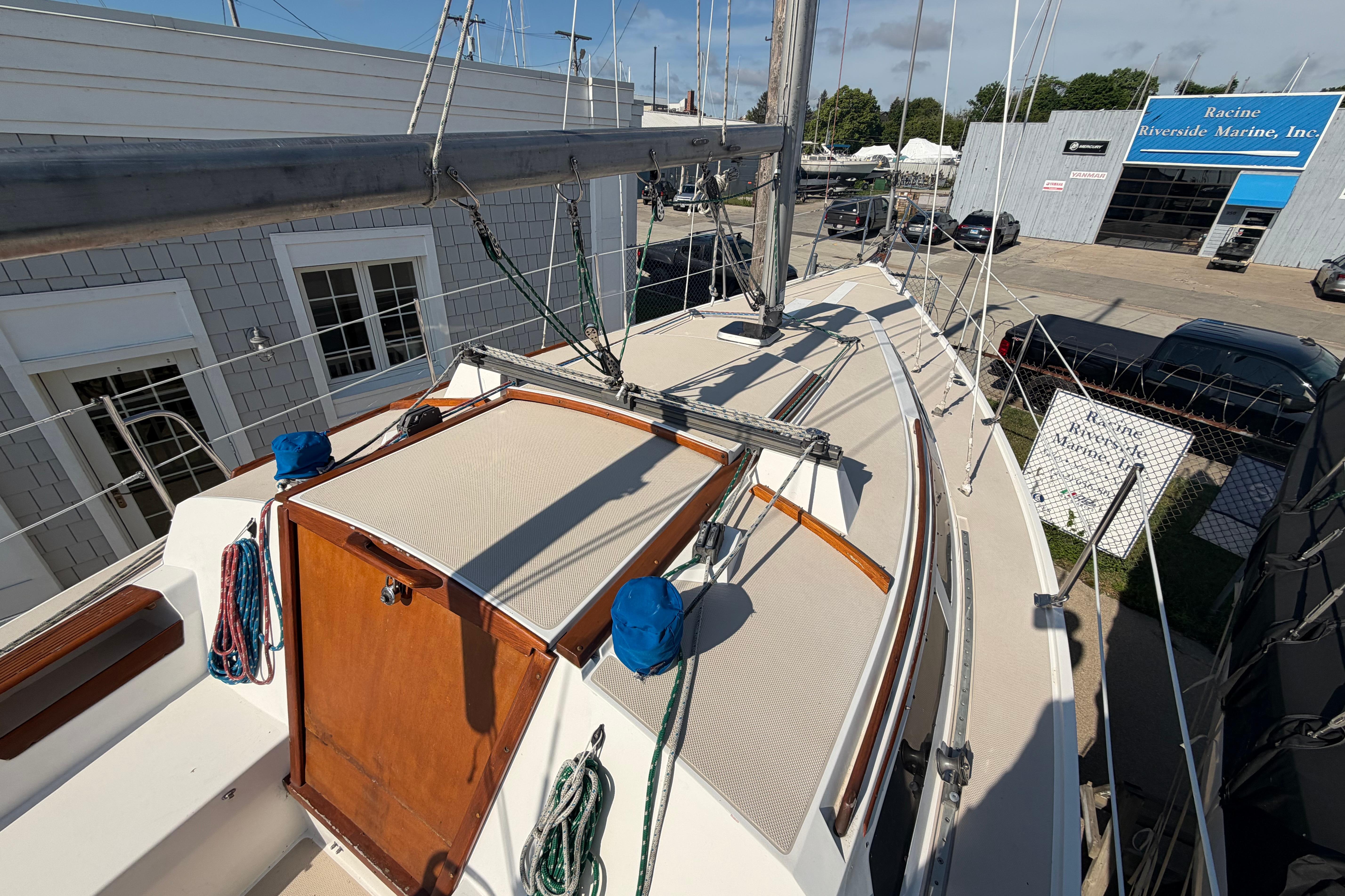 1988 Catalina 30 MkII sailboat docked at Racine Riverside Marine.