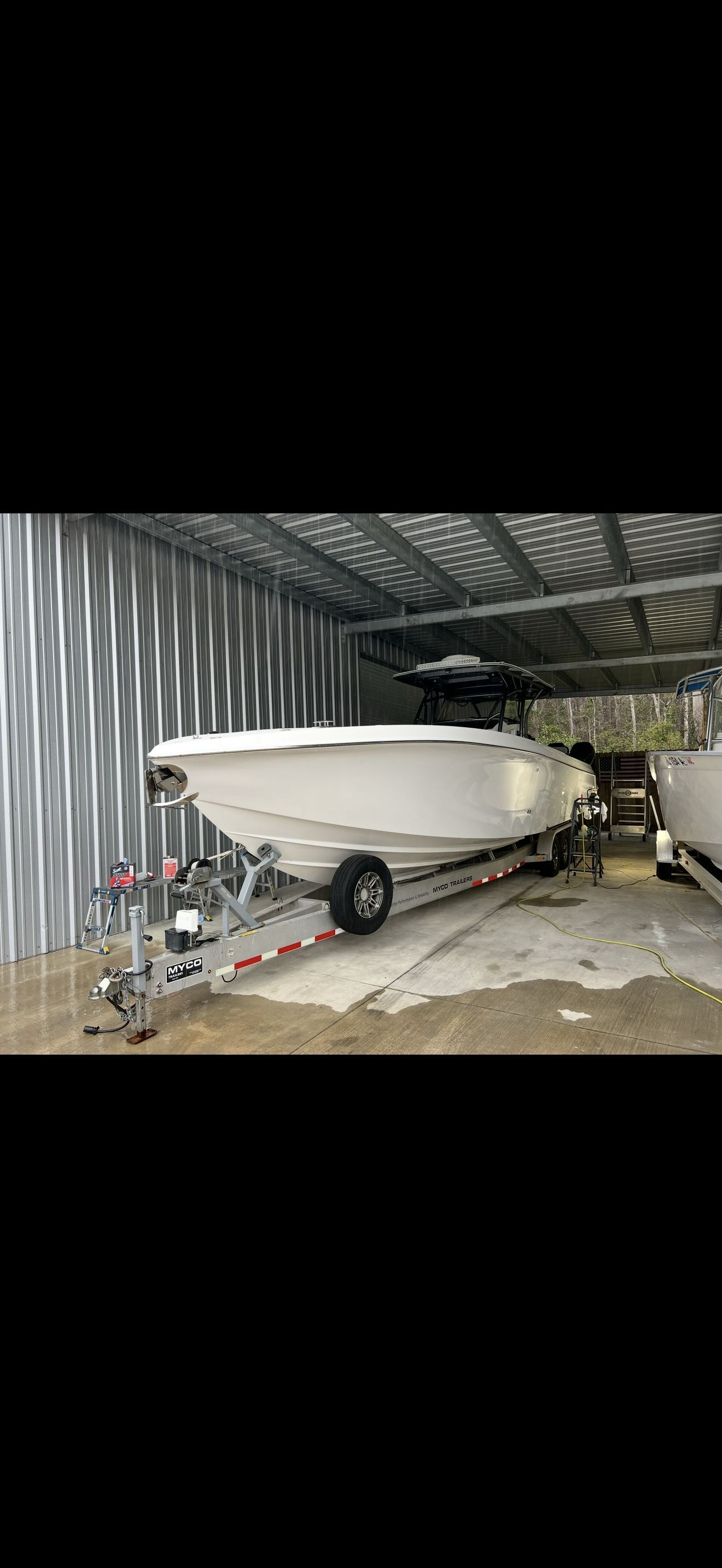 2018 Nor-Tech 392 Super Fish in warehouse on trailer.