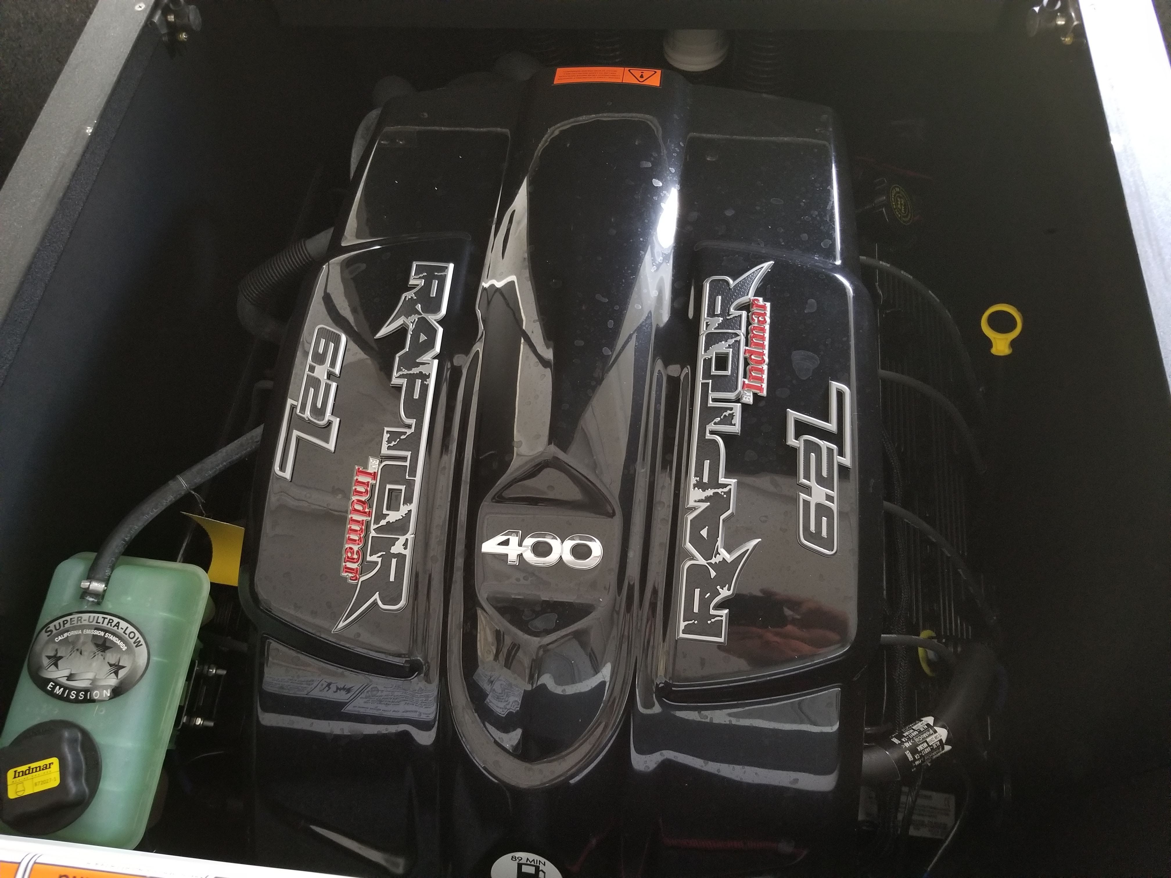 The 2016 Moomba Mondo features a 6.2L Raptor engine, with clear markings and details visible.