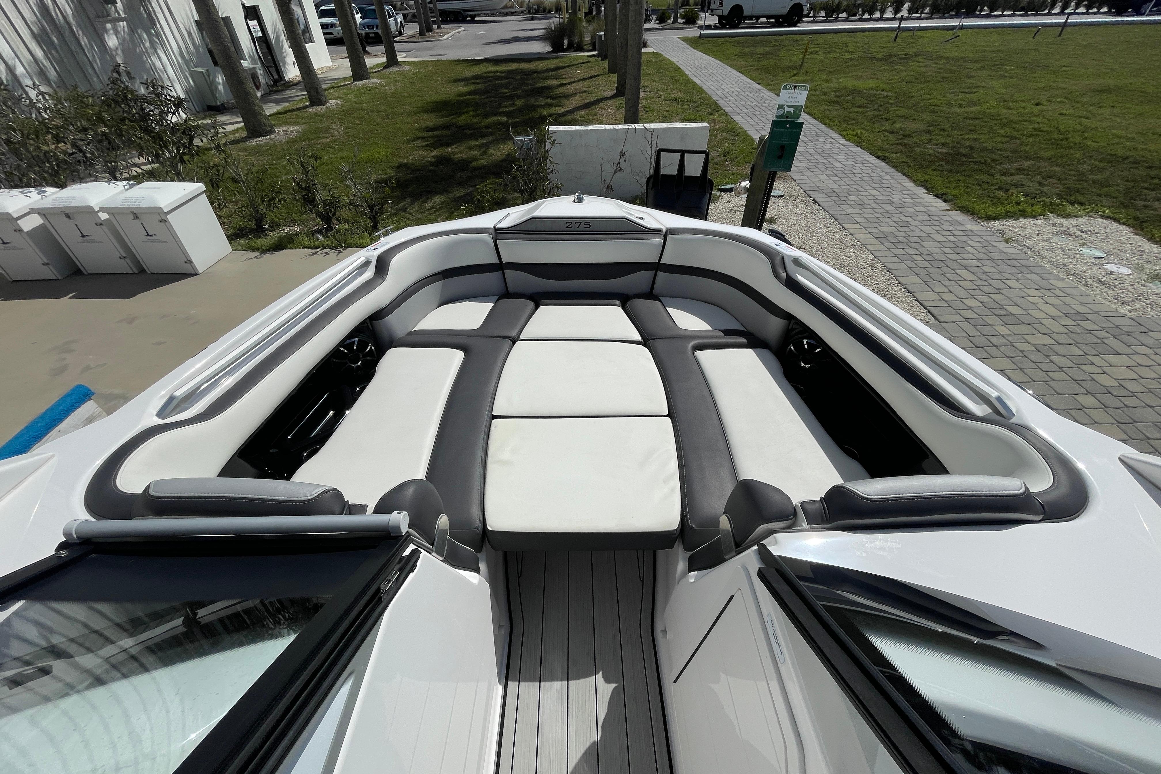 2021 Yamaha Boats 275SE interior with spacious seating and modern design.
