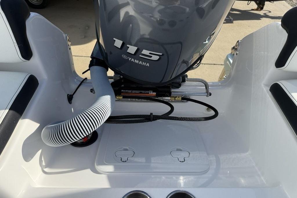 2026 Tidewater 198 CC Adventure boat with Yamaha 115 engine, rear view.