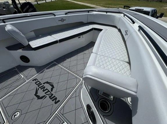 Interior of Fountain 38 Tournament Edition boat, 2023 model.