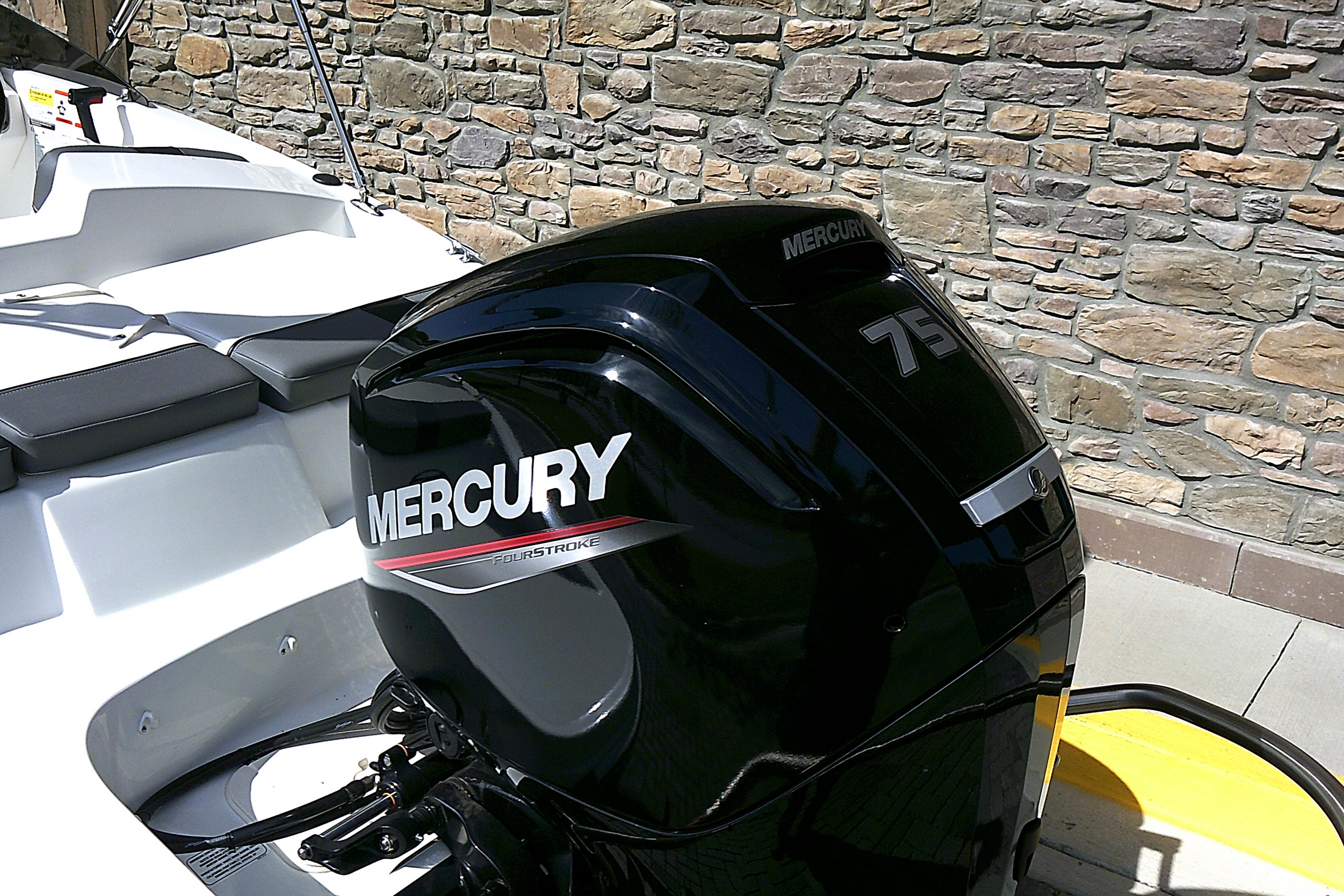 2025 Tahoe T16 boat with Mercury 75 horsepower outboard motor.