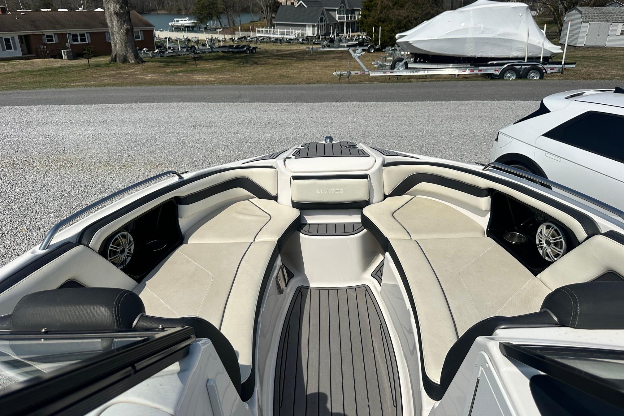 2016 Yamaha 242 Limited S boat interior with spacious seating and sleek design.