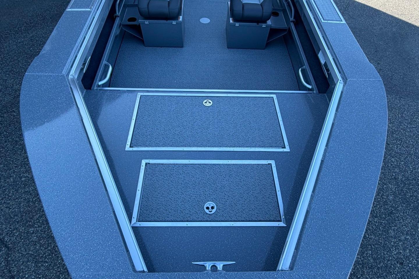 2026 Thunder Jet 209 Rush OT boat interior with seating and storage compartments.