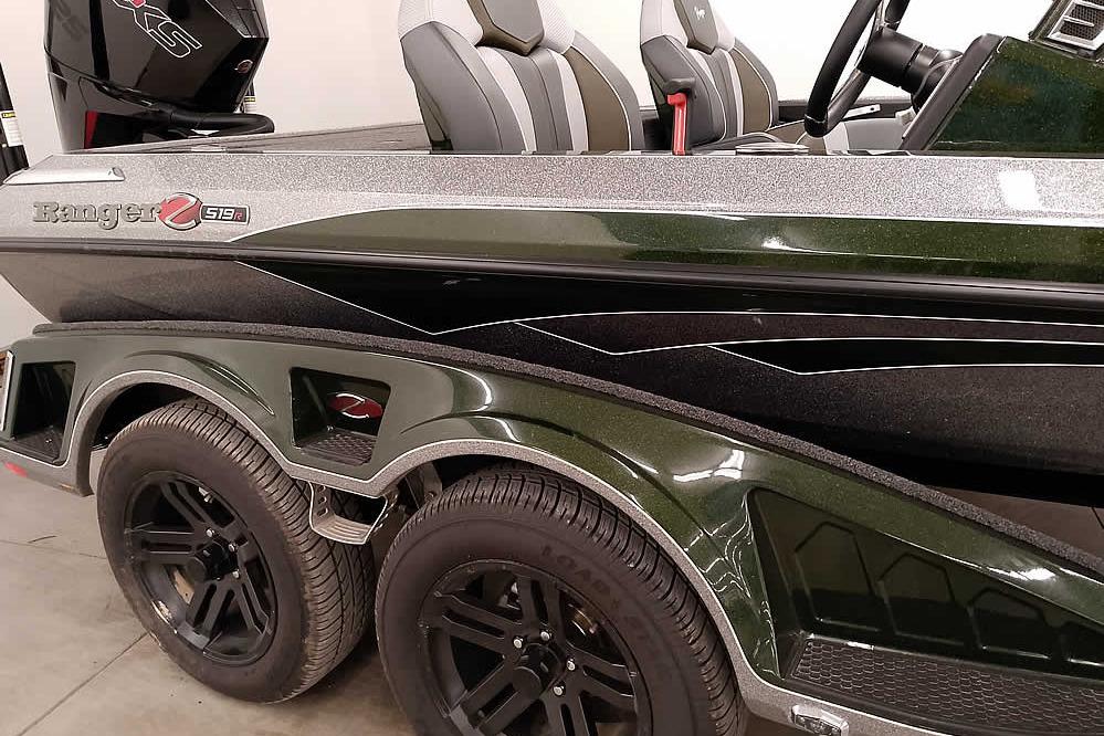 2026 Ranger Z519R Cup-Equipped boat with sleek design and dual wheels.
