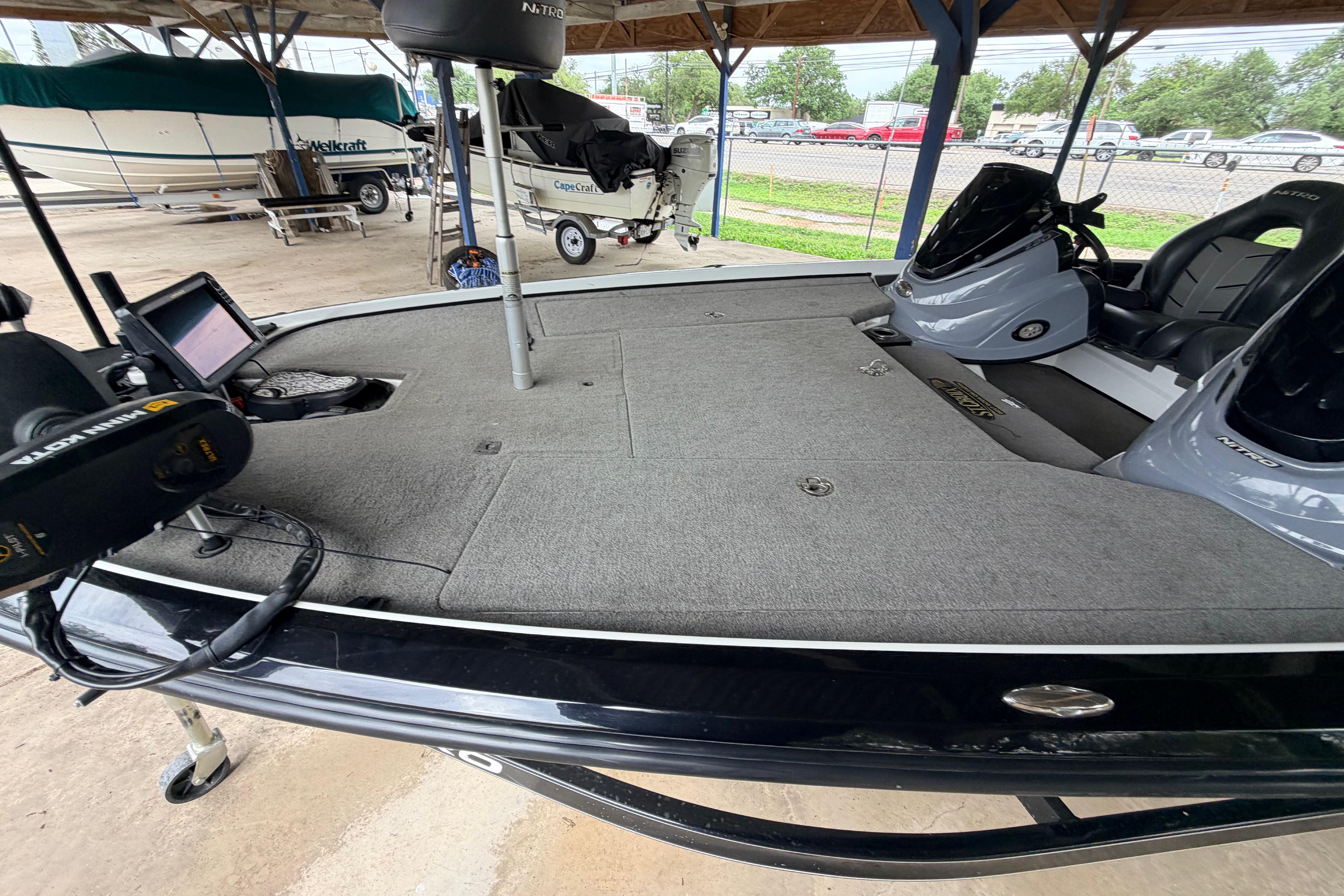2016 Nitro Z20 fishing boat with spacious deck and advanced navigation equipment.