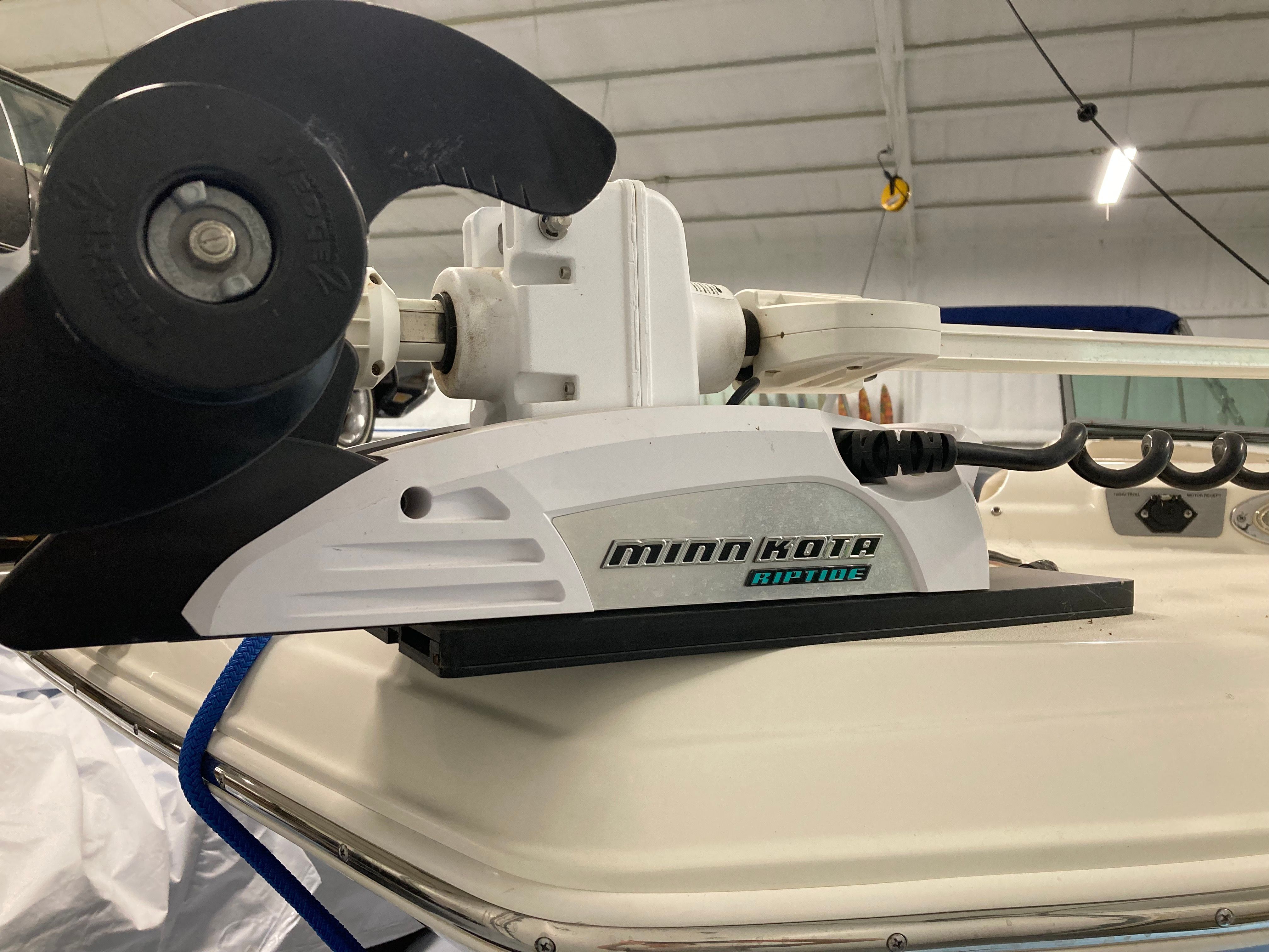 Minn Kota Riptide motor mounted on a boat.