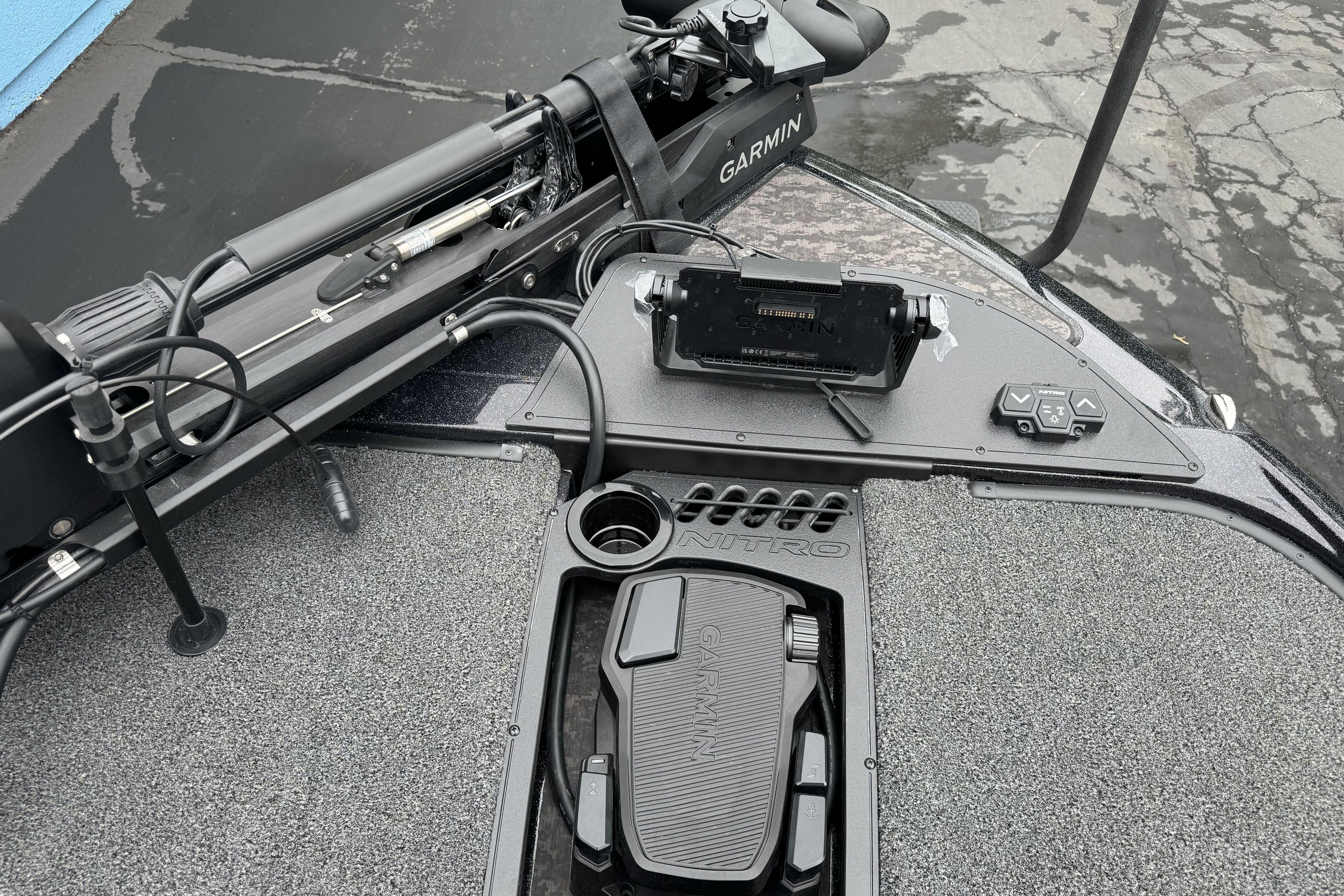 2026 Nitro Z20 XL Pro boat deck with Garmin equipment and control panel.