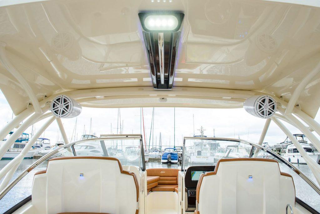 Manufacturer Provided Image: 2024 Scout 255 Dorado boat interior with modern seating and advanced lighting.