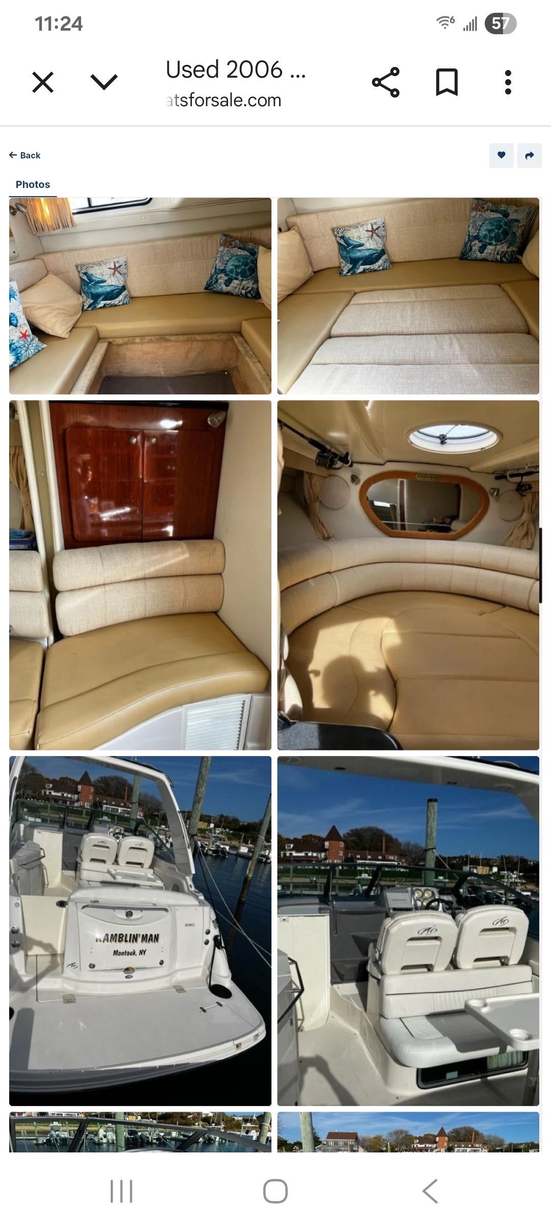 Interior and exterior deck of a Monterey 290 Cruiser boat.