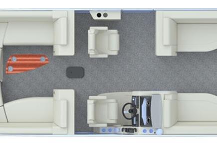 2026 Godfrey Monaco 235 ULC iMPACT pontoon boat interior layout, featuring spacious seating and helm.