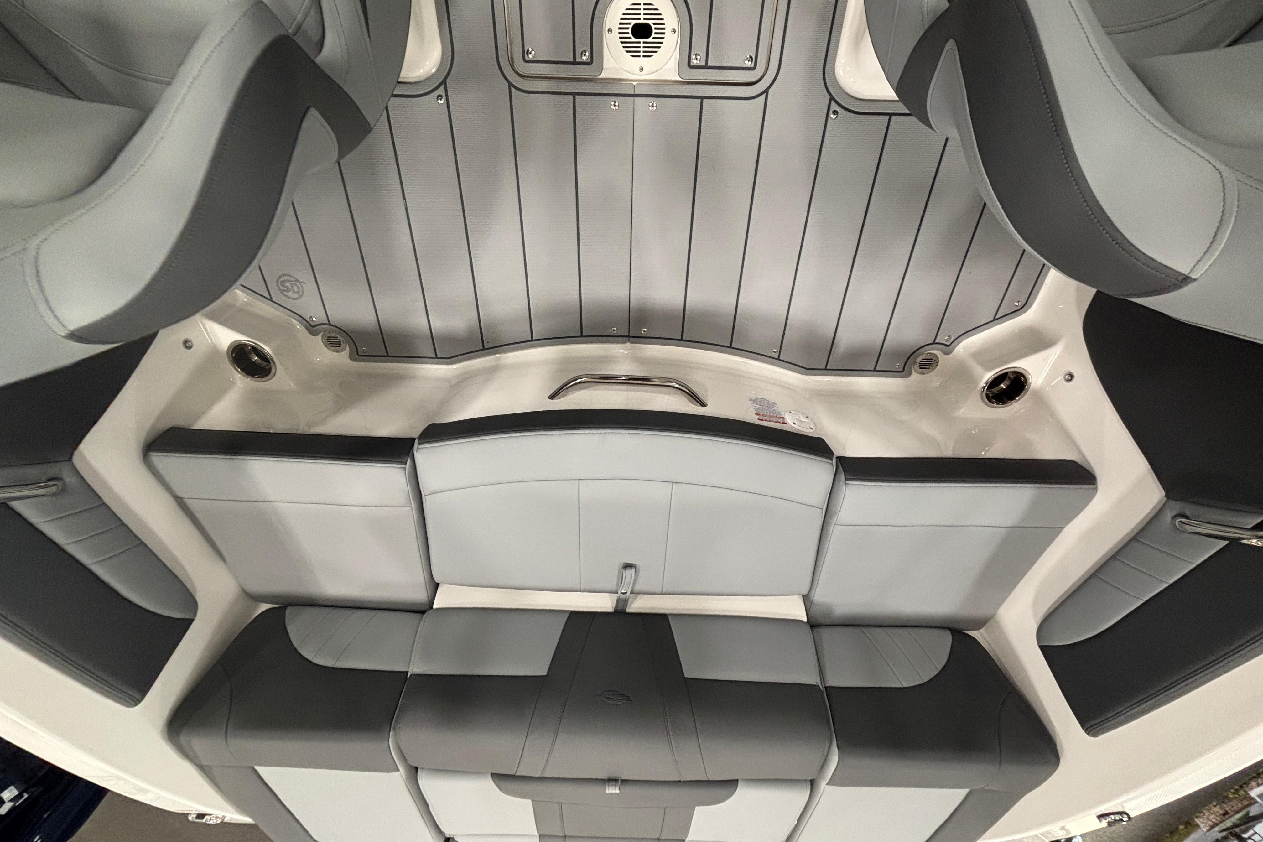 Interior of 2026 Chaparral 21 SSi with gray seating.