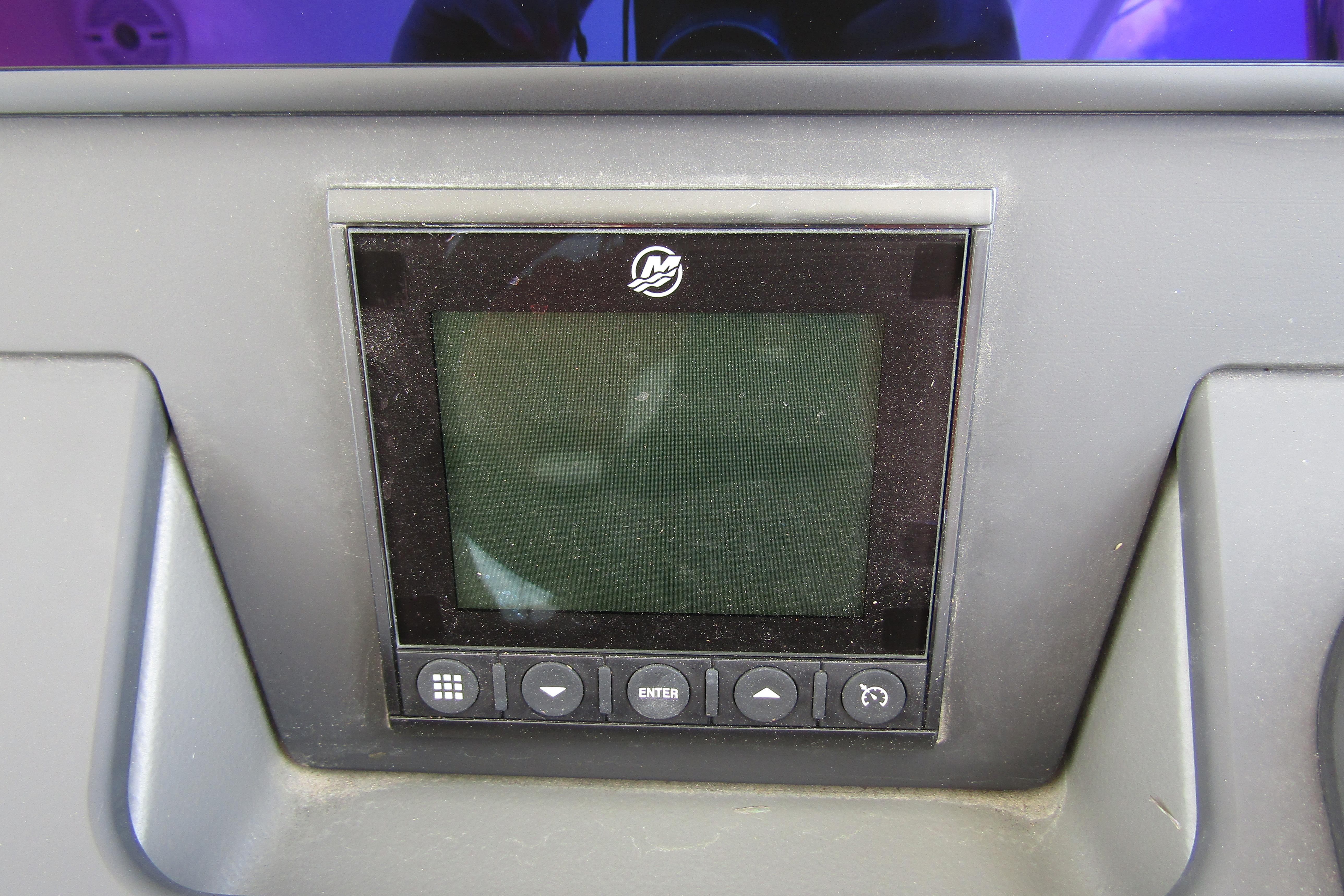 Dashboard display of 2025 Nimbus Tender 11 boat with control buttons.