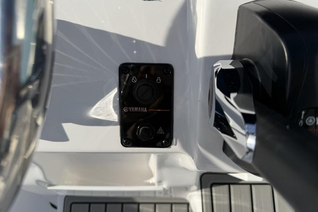 Close-up of Yamaha control panel on 2026 Tidewater 198 CC Adventure boat.