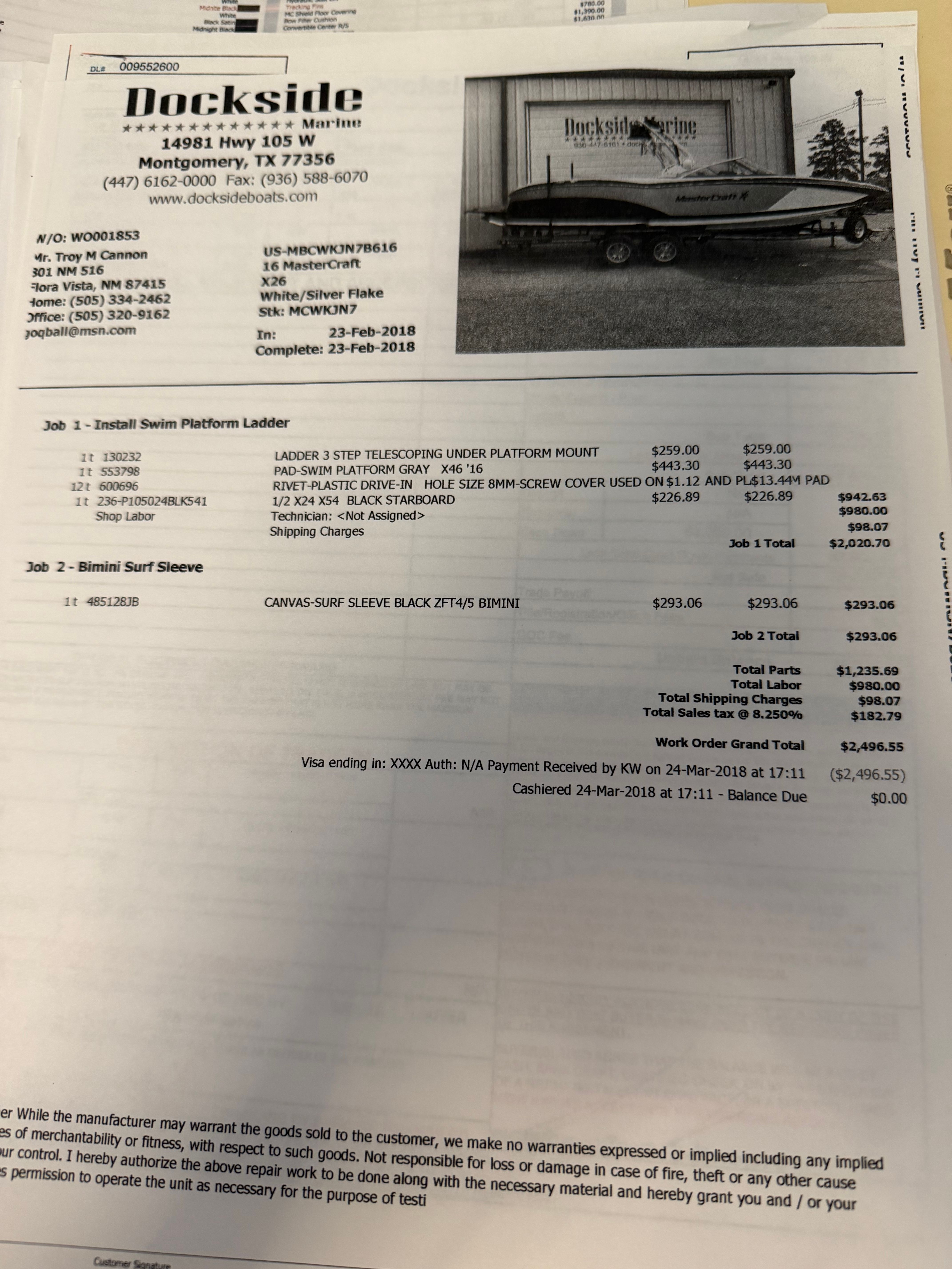 2016 MasterCraft X26 with accessory list and prices.