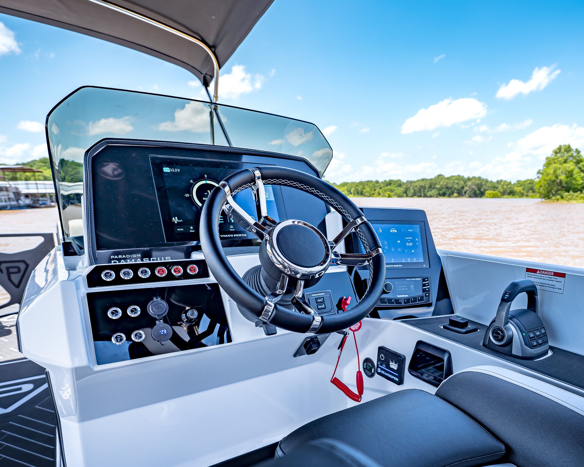 Interior view of Paradigm 266 SL SURF boat, model year 2025.