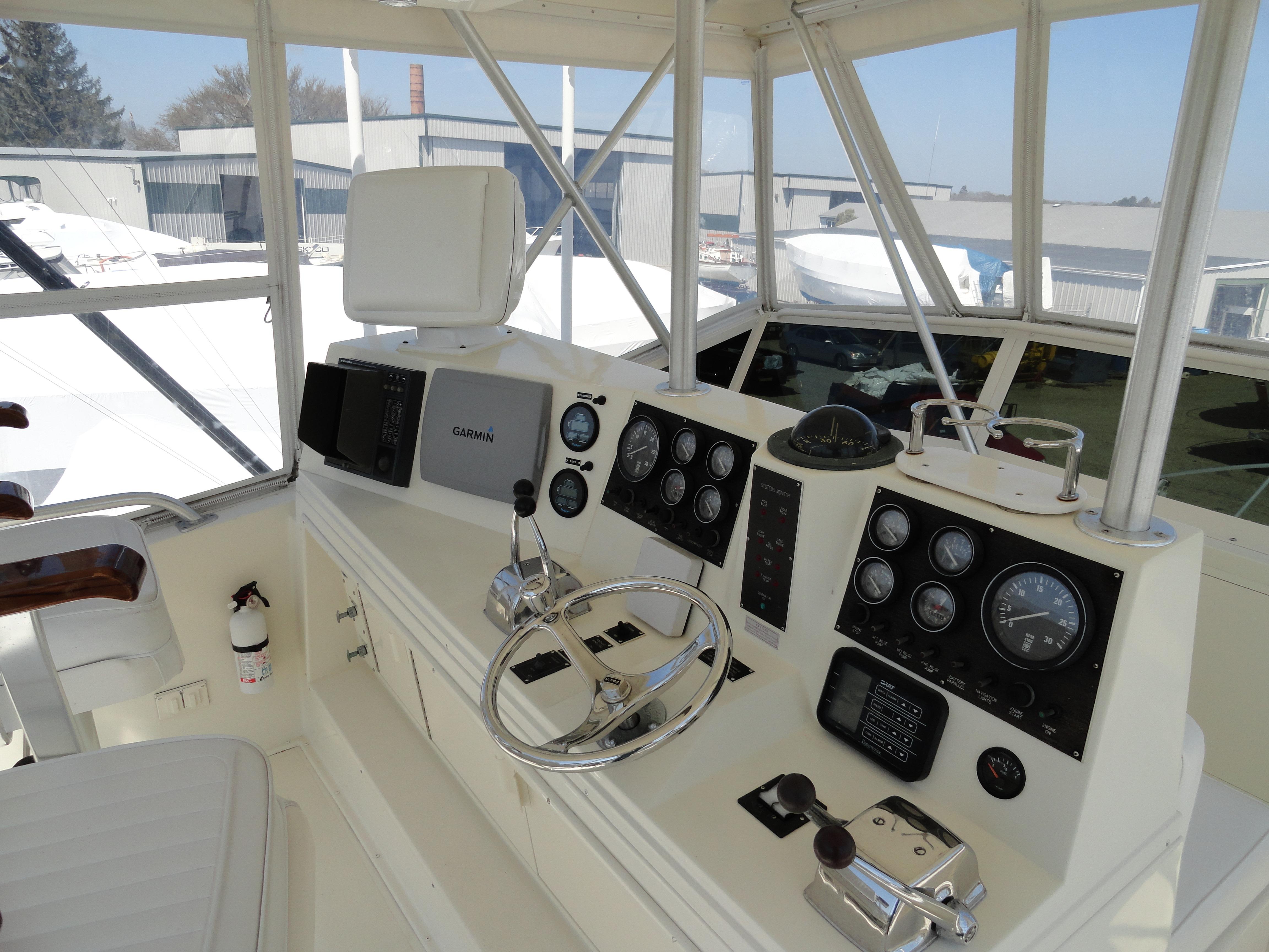 1989 Viking 41 Sportfish Convertible helm with instruments.