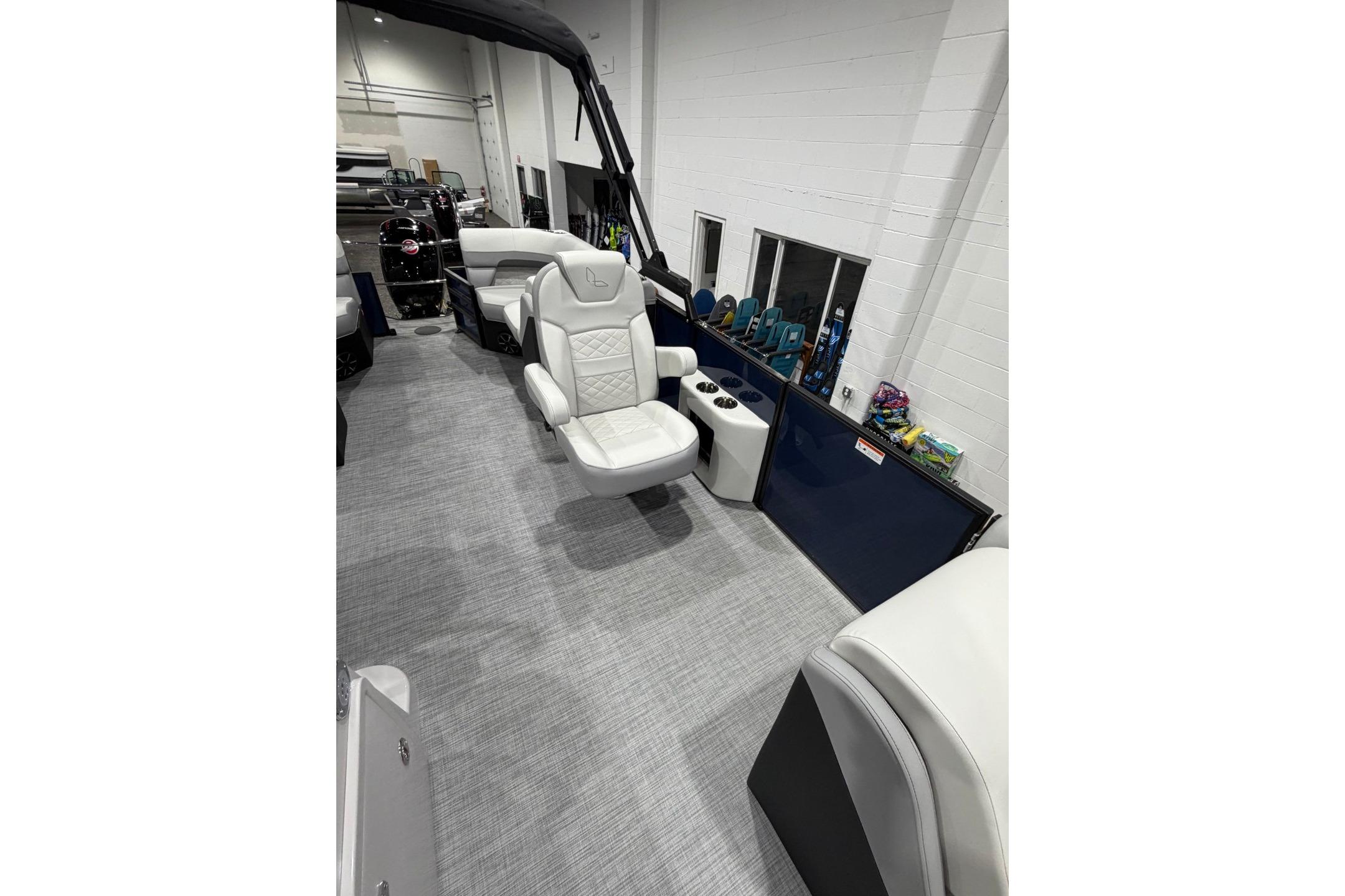 2026 Lowe SS 230 WT boat interior with plush seating and modern design.