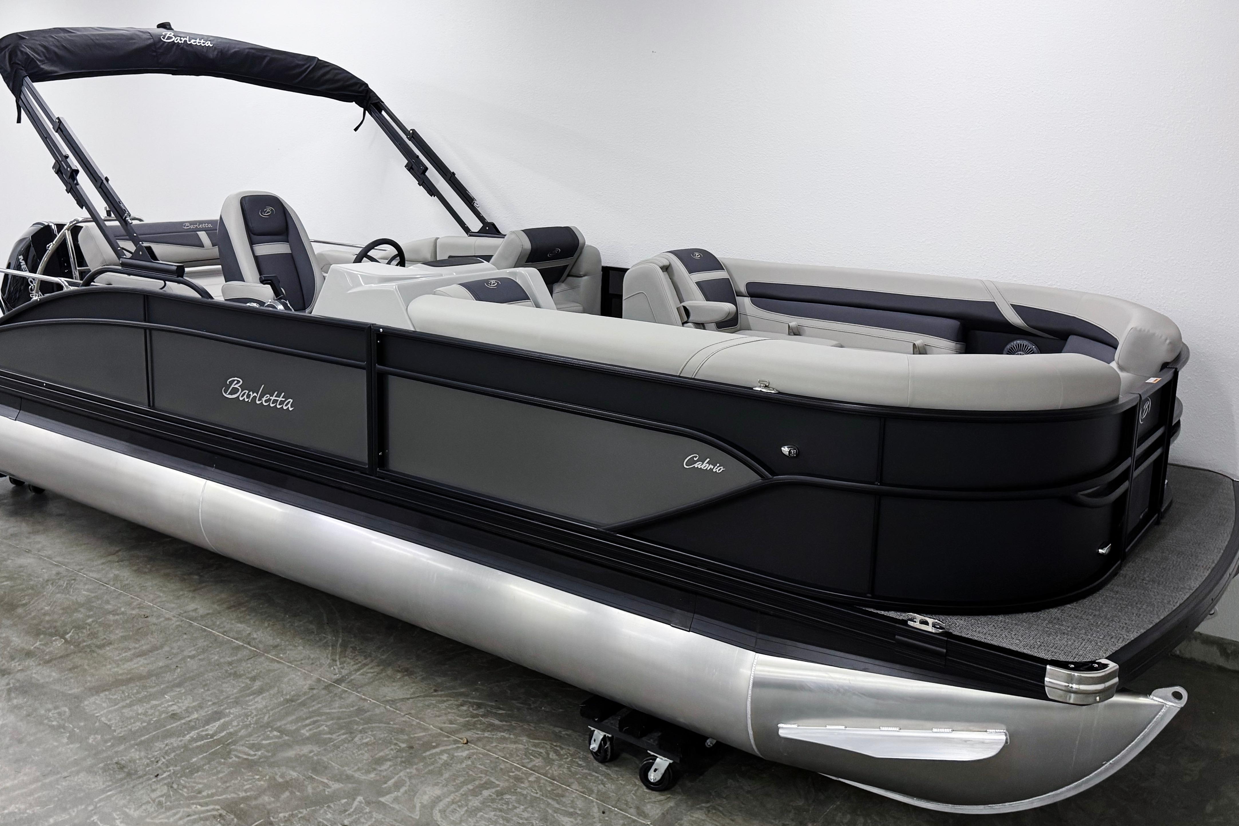 2025 Barletta Cabrio 24U pontoon boat with sleek design and comfortable seating.