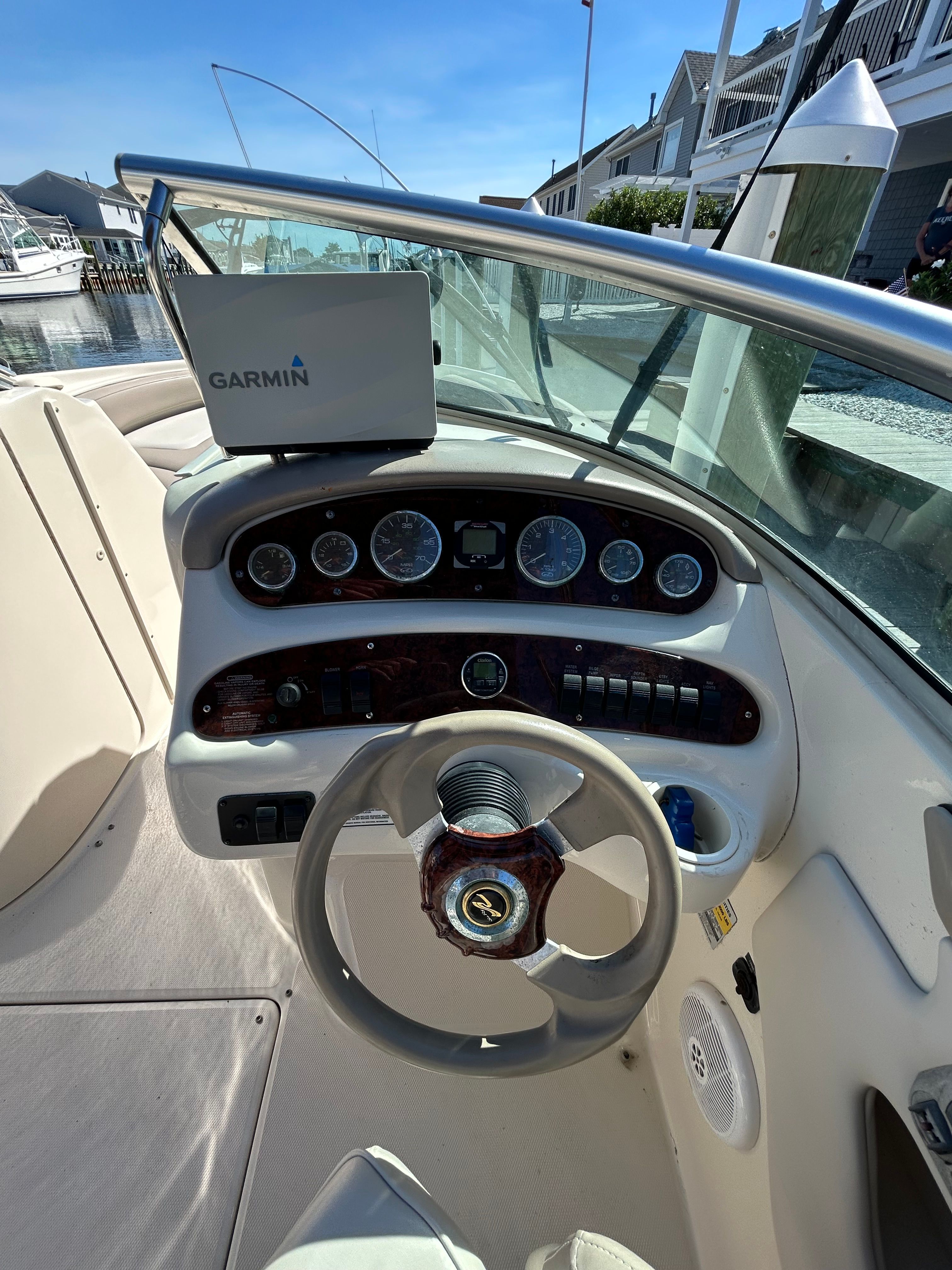 Cockpit of a 2003 Sea Ray 240 Sundeck boat.