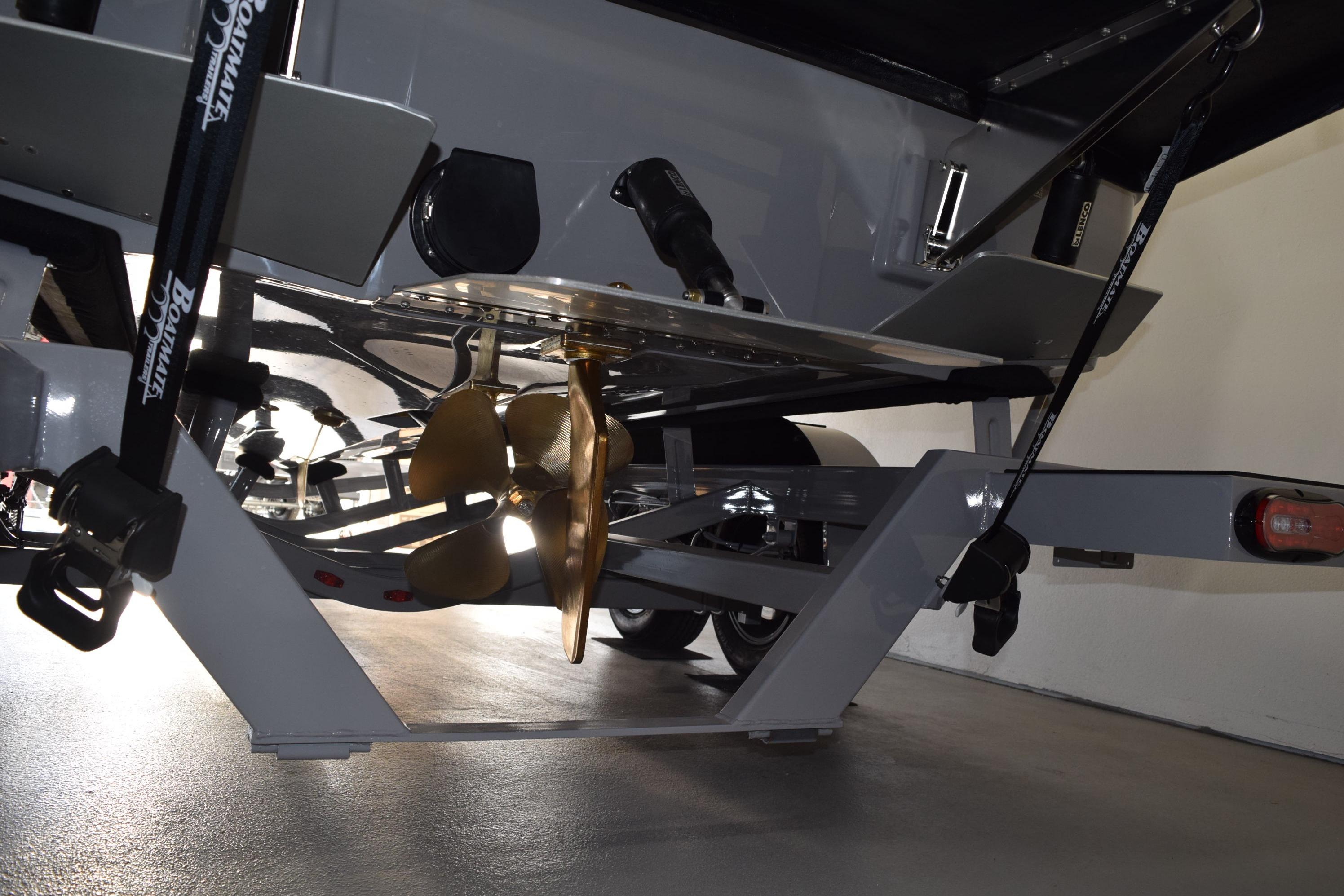 2026 Moomba Craz boat trailer with propeller and support structure.