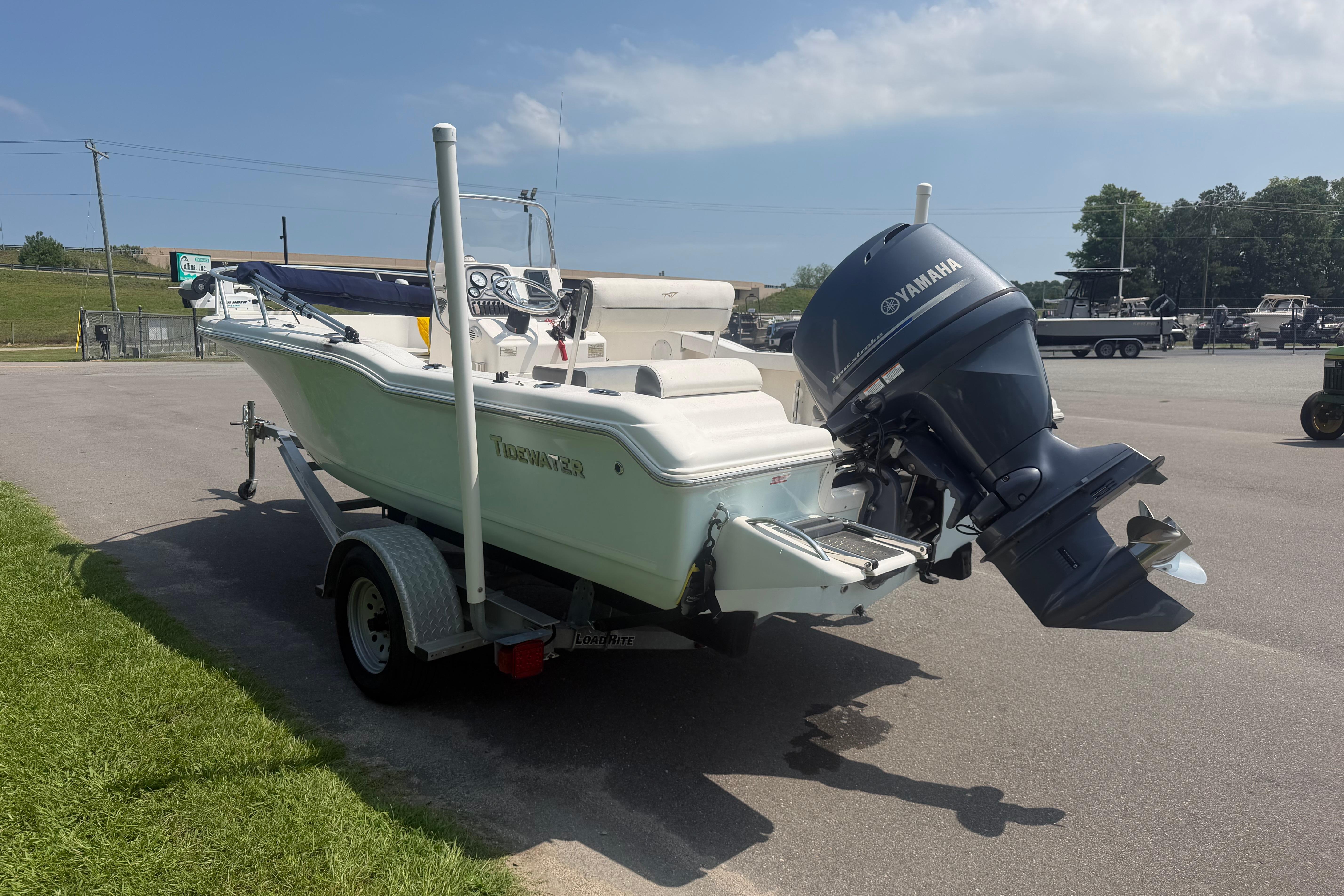 2015 Tidewater 180 CC Adventure boat with Yamaha outboard motor on trailer.