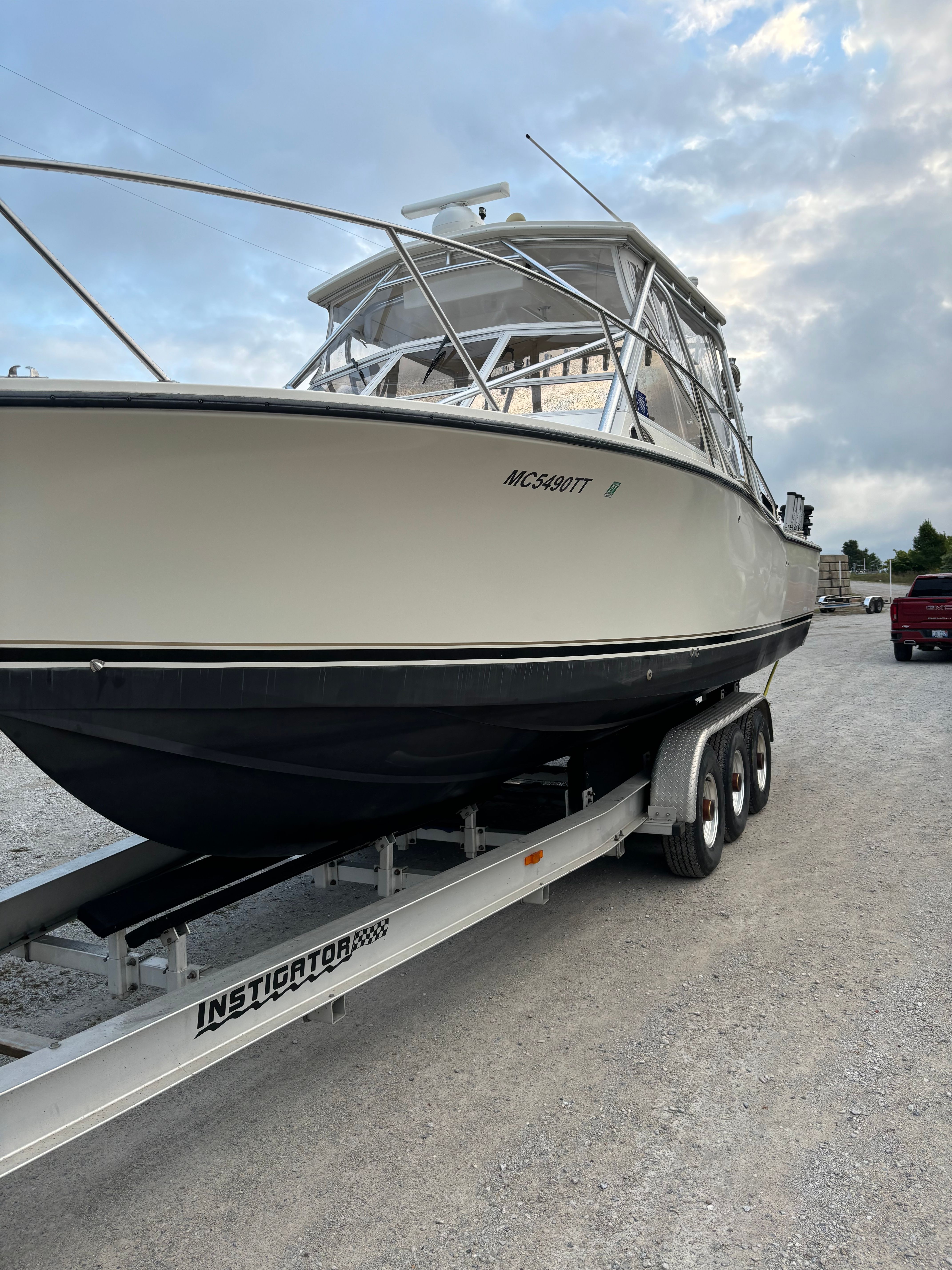 2004 Carolina Classic 28 Express on trailer, side view.