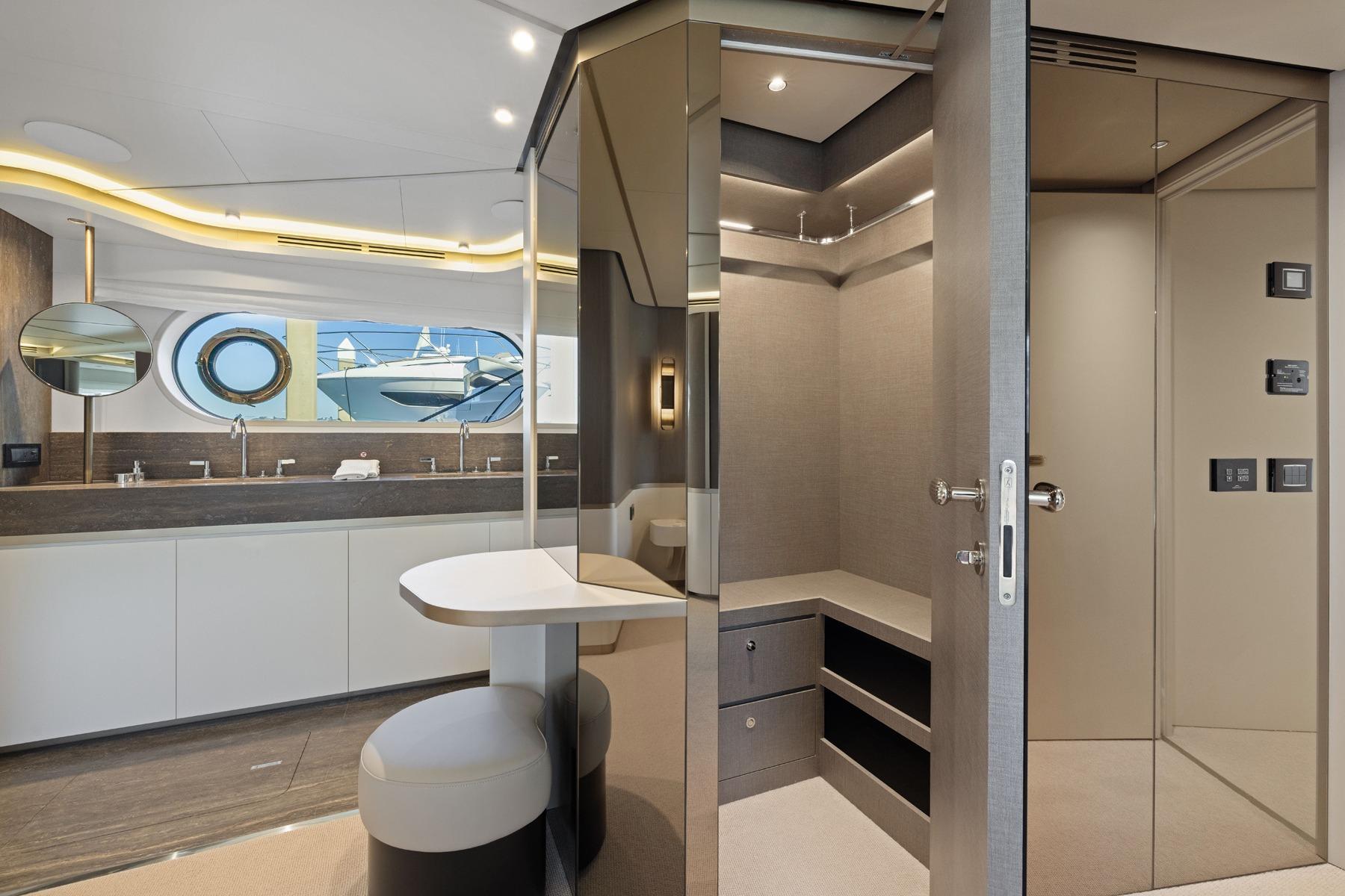 Luxurious interior of 2026 Azimut Magellano 25M yacht, featuring modern design and elegant finishes.