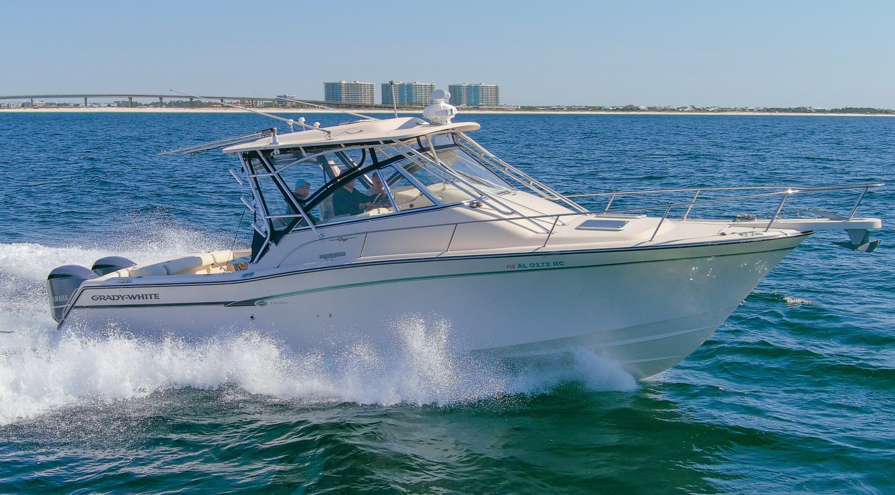 2009 Grady-White Express 330 boat on the water.